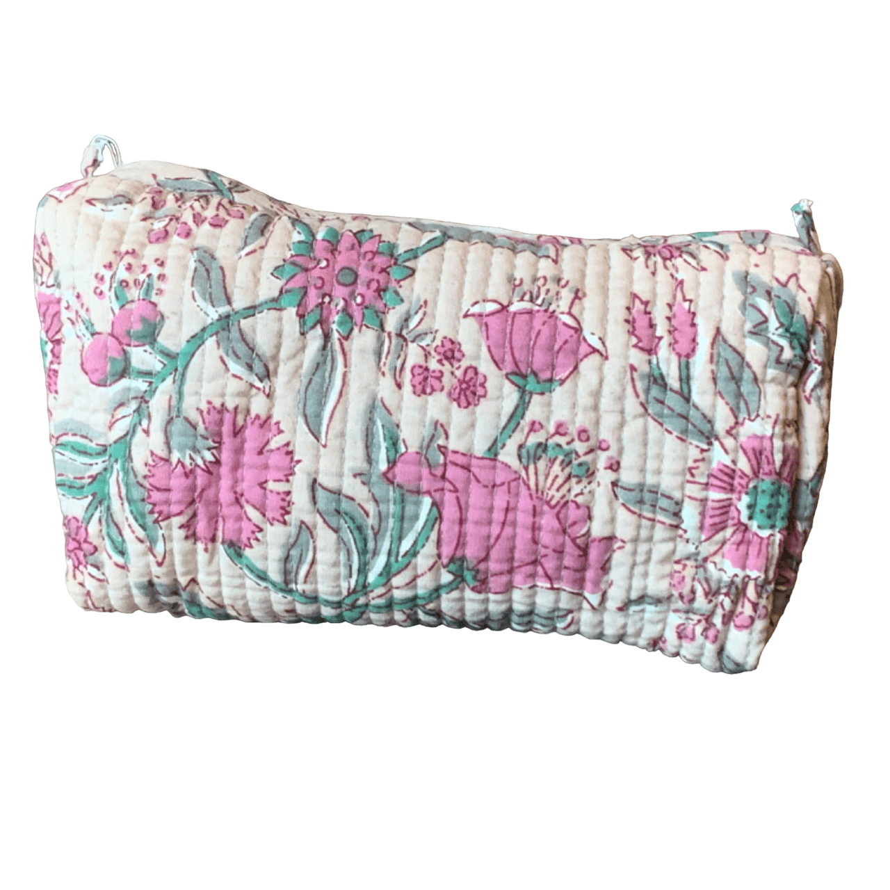 Quilted Block Print Toiletry Bag | 5 x 3 x 3 Bag KKhandicrafts75 N