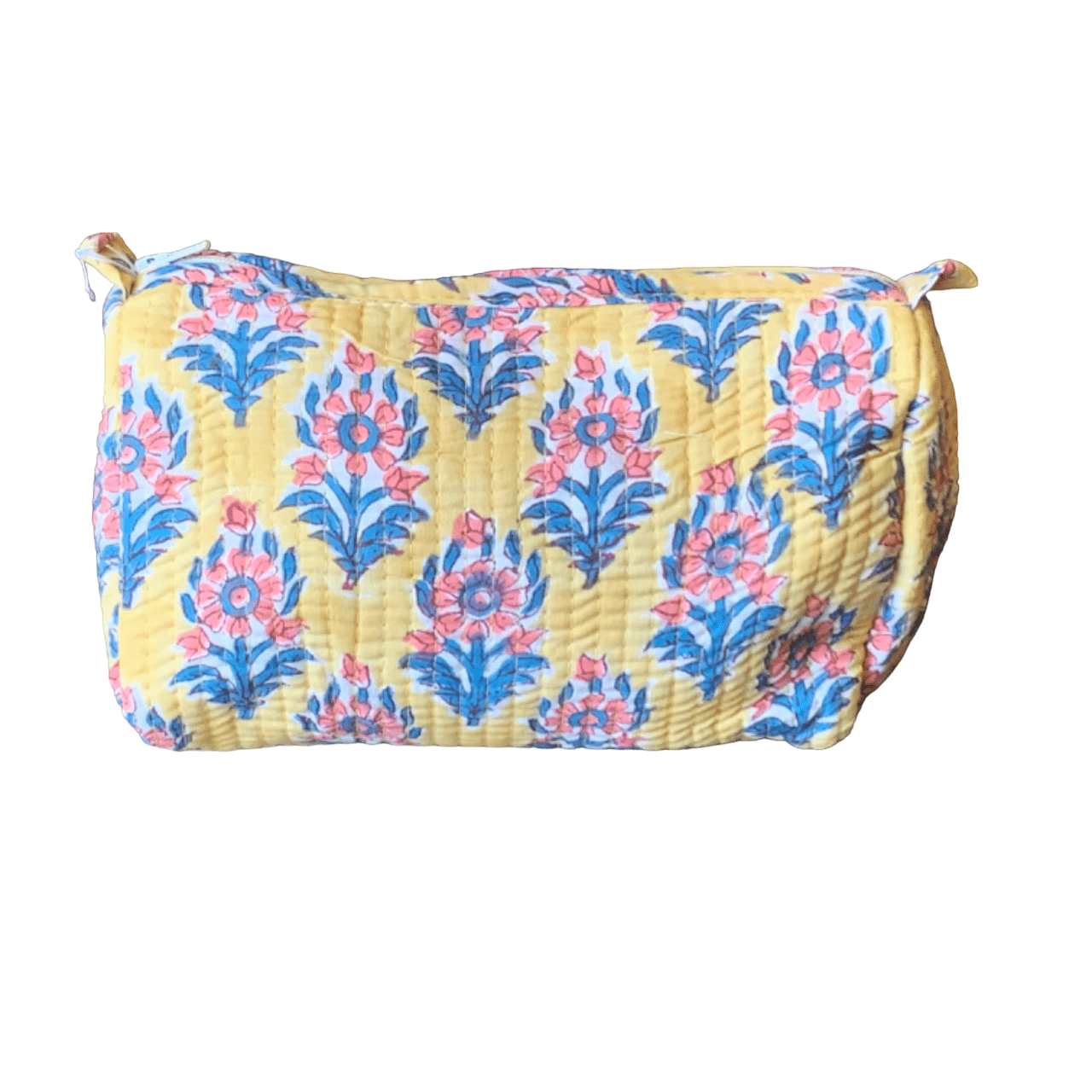 Quilted Block Print Toiletry Bag | 6 x 4 x 4 Bag KKhandicrafts75 D