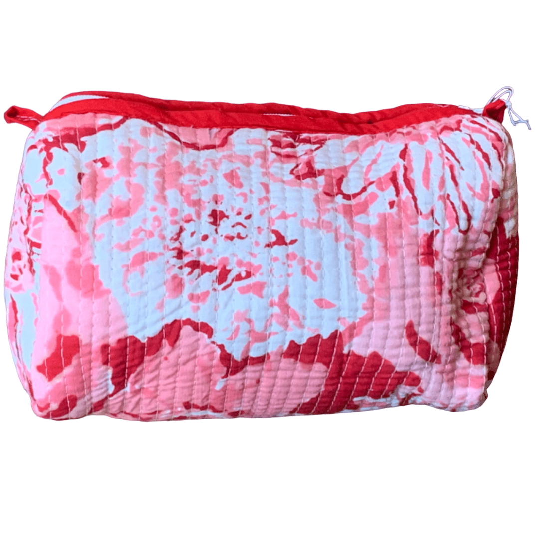 Quilted Block Print Toiletry Bag | 6 x 4 x 4 Bag KKhandicrafts75 E