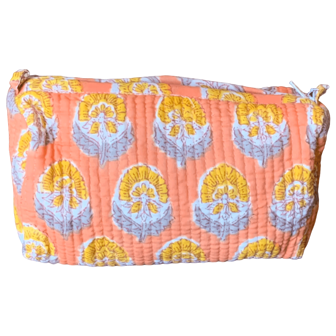 Quilted Block Print Toiletry Bag | 6 x 4 x 4 Bag KKhandicrafts75 F