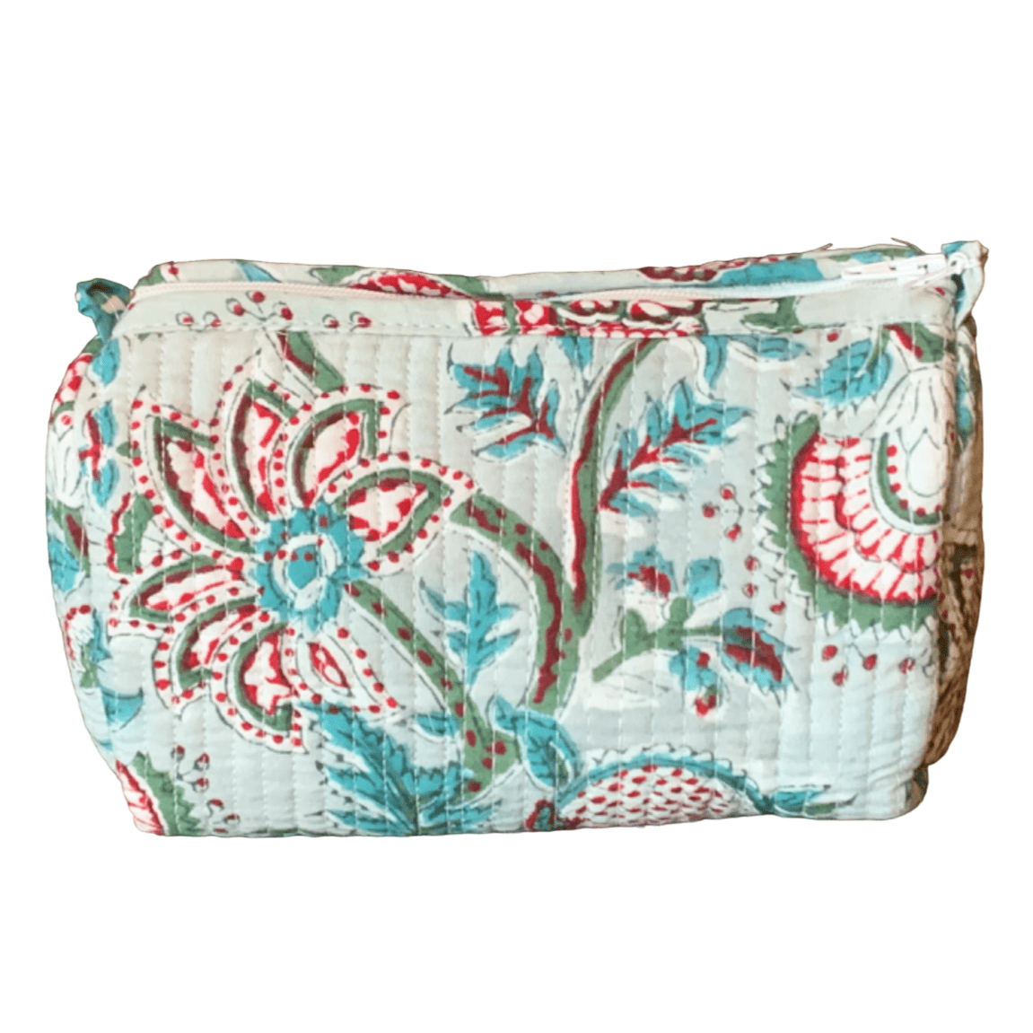 Quilted Block Print Toiletry Bag | 6 x 4 x 4 Bag KKhandicrafts75 L