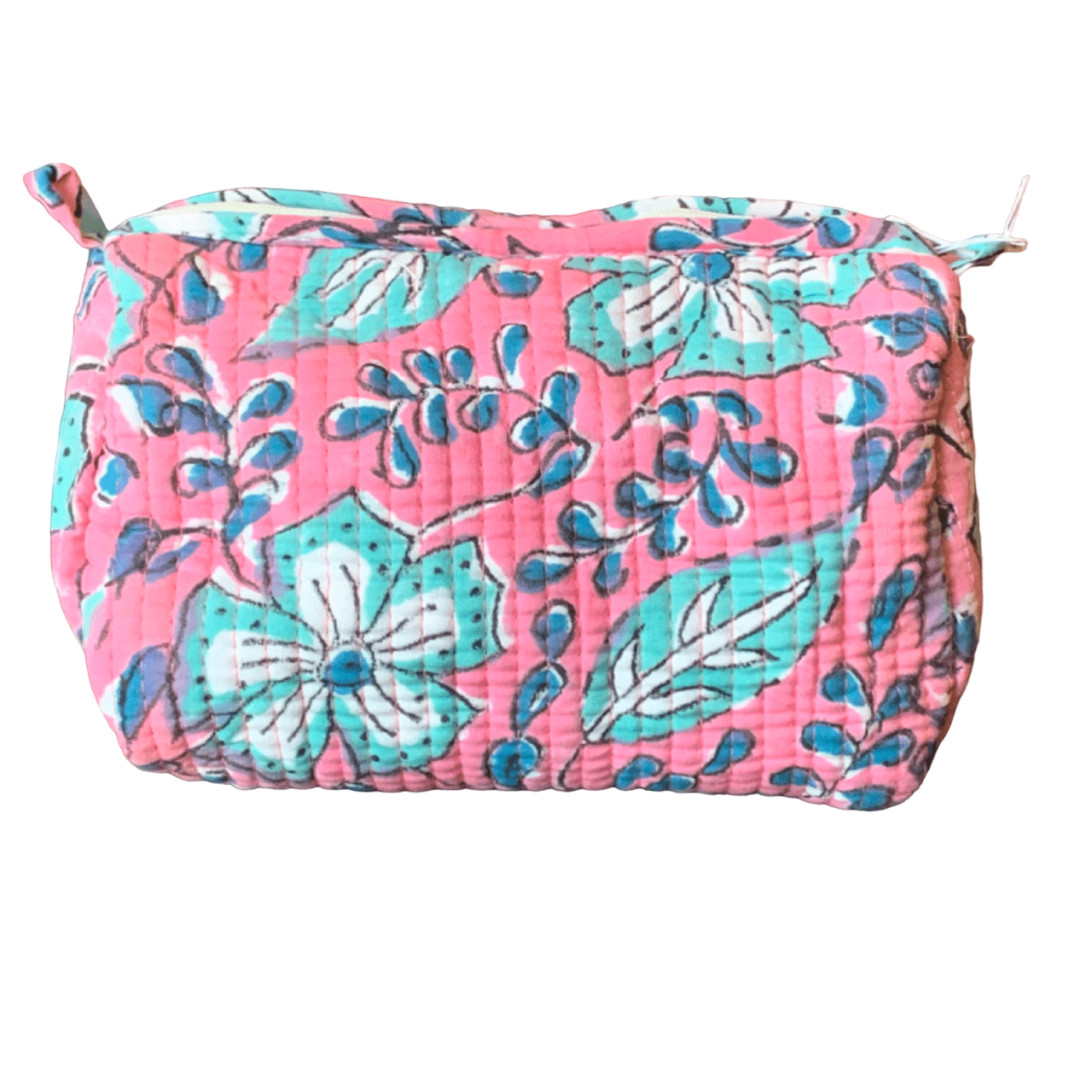 Quilted Block Print Toiletry Bag | 6 x 4 x 4 Bag KKhandicrafts75 M