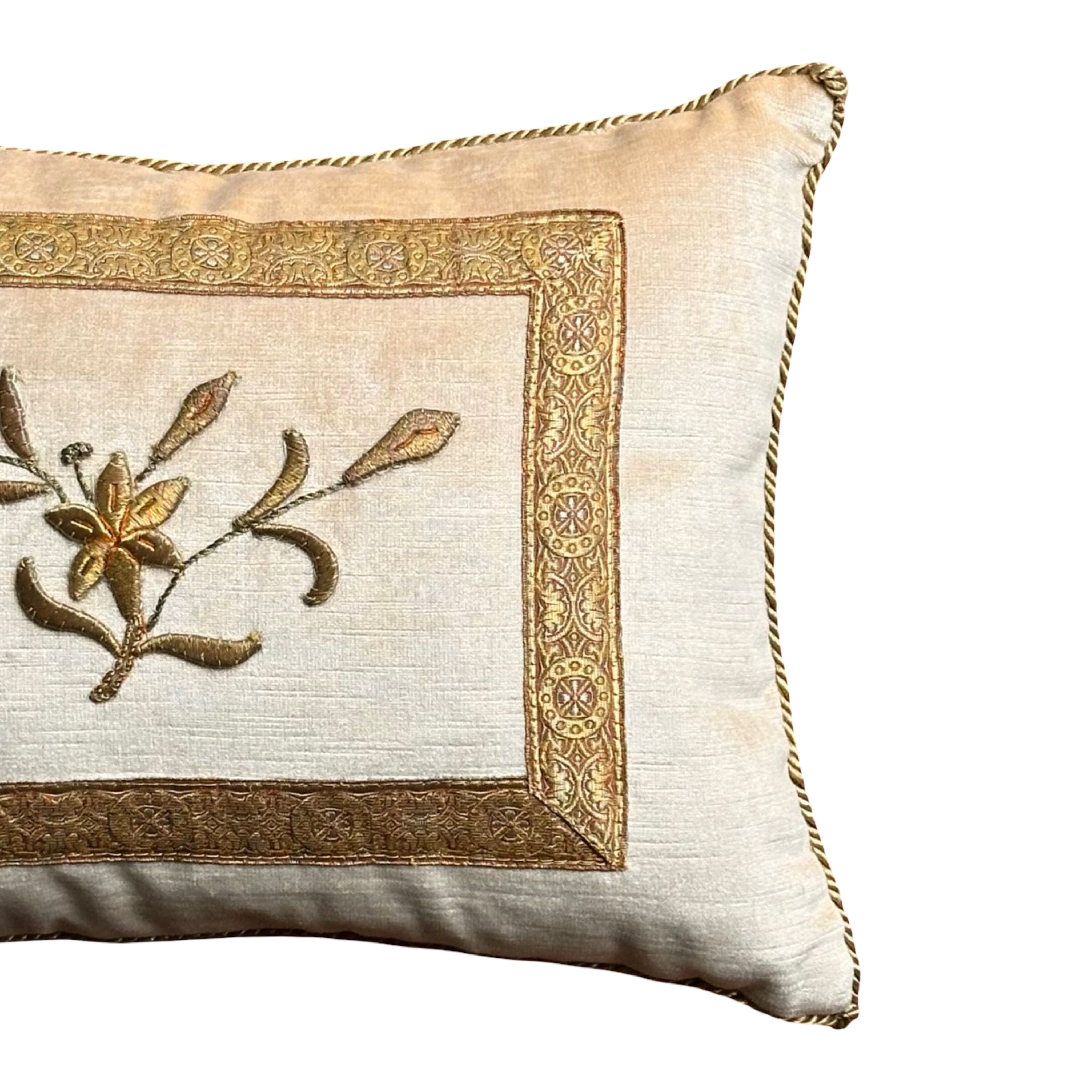 RESERVED: Antique Ottoman Empire Raised Gold Embroidery (#E050525A&B | 11 x 15") New Pillows B. Viz Design