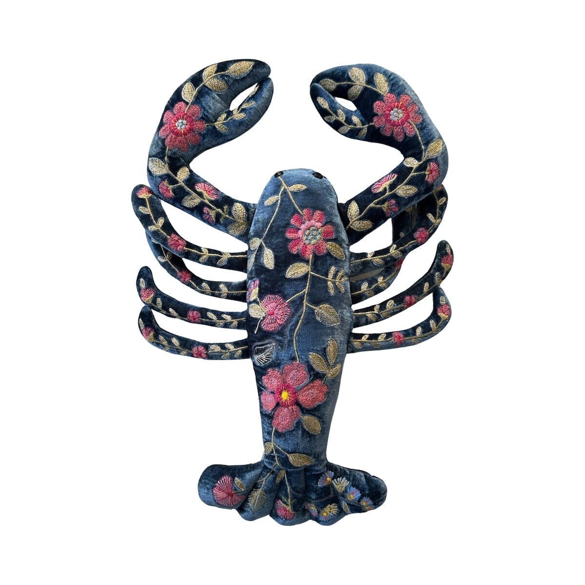 Shaded Indigo Handmade Embroidered Lobster Objet d'Art Anke Drechsel 