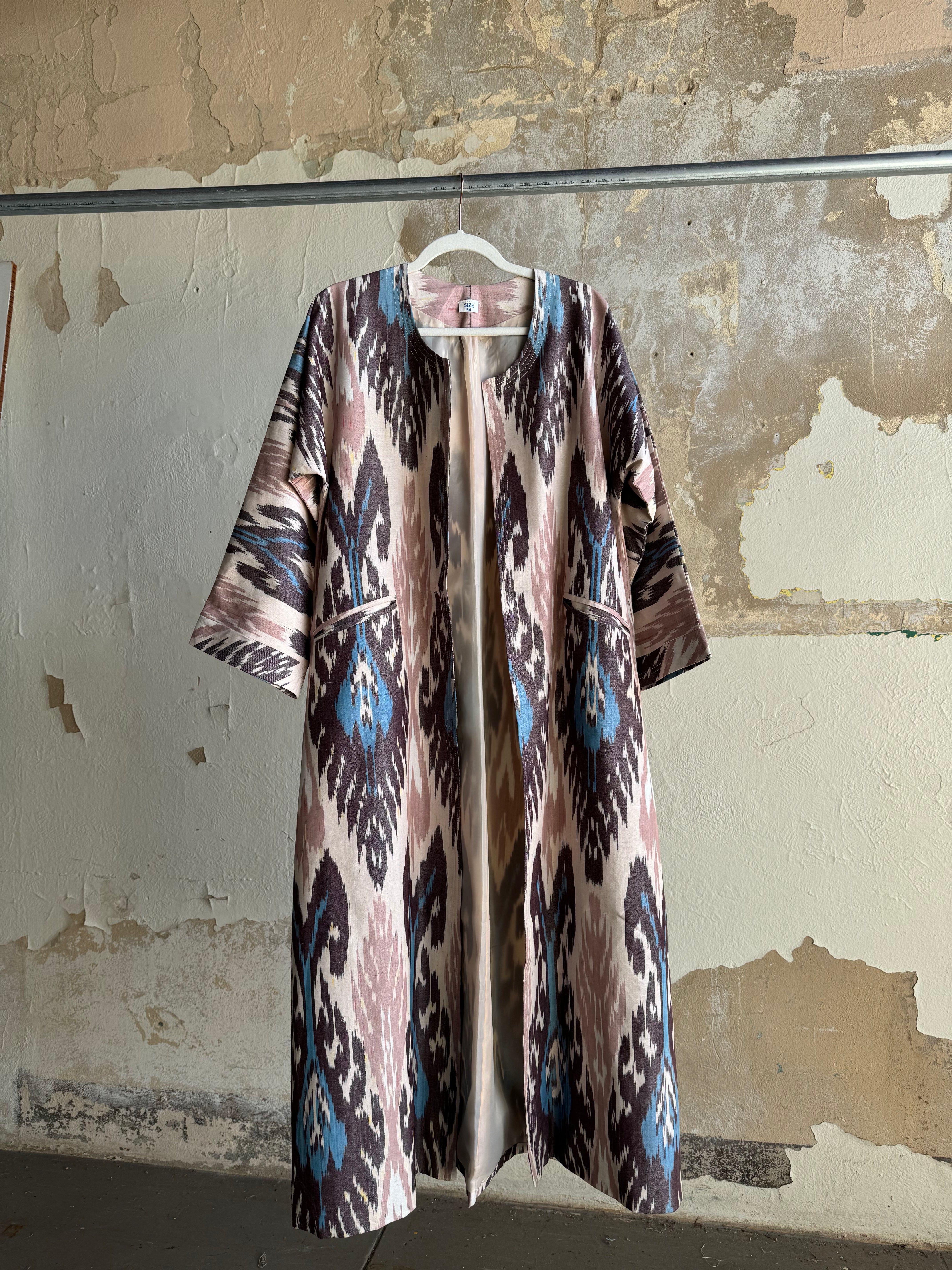 Silk Ikat Chapan from Uzbekistan (#7891) Coat Fergana Aziz