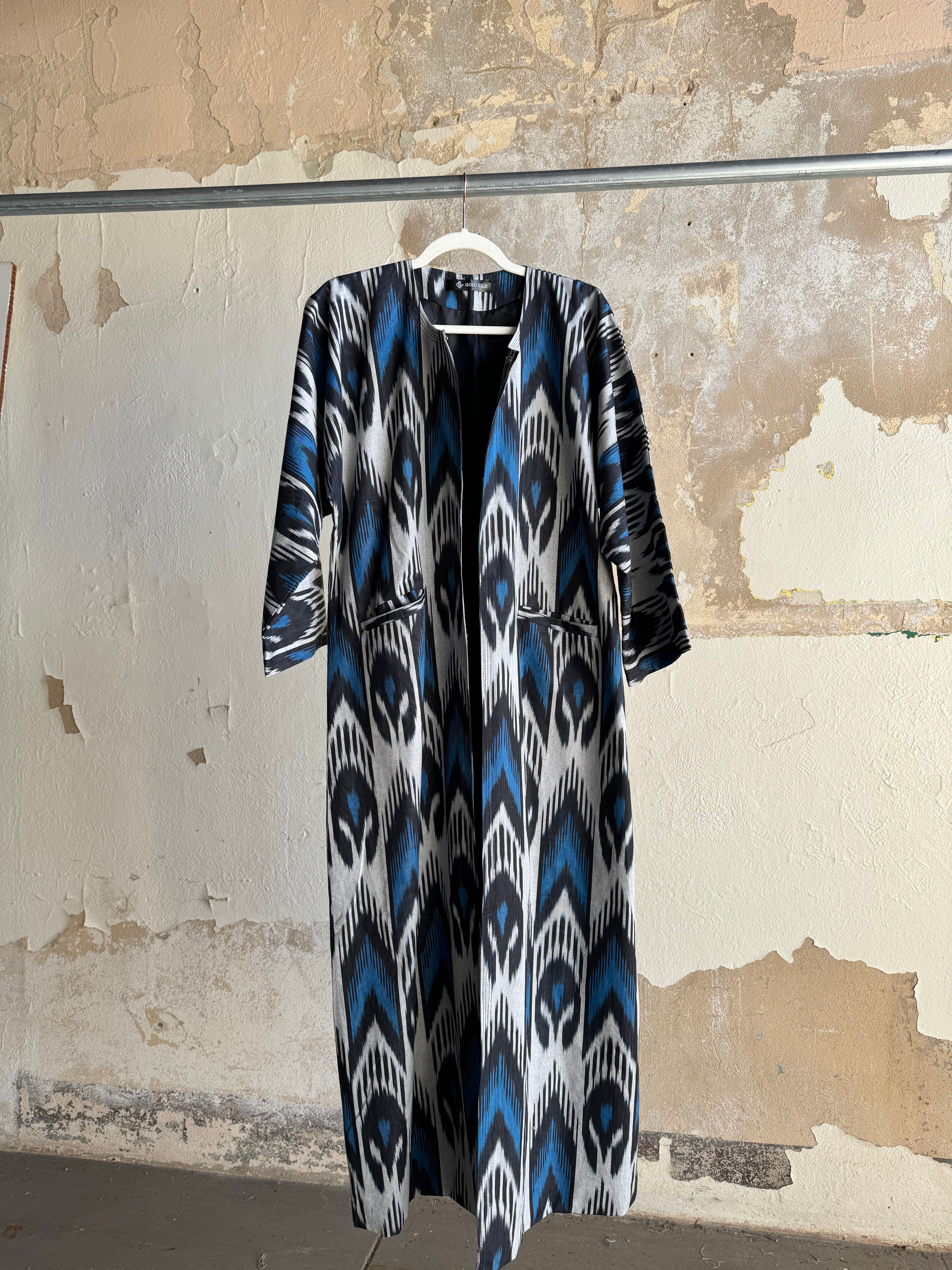 Silk Ikat Chapan from Uzbekistan (#7892) Coat Fergana Aziz