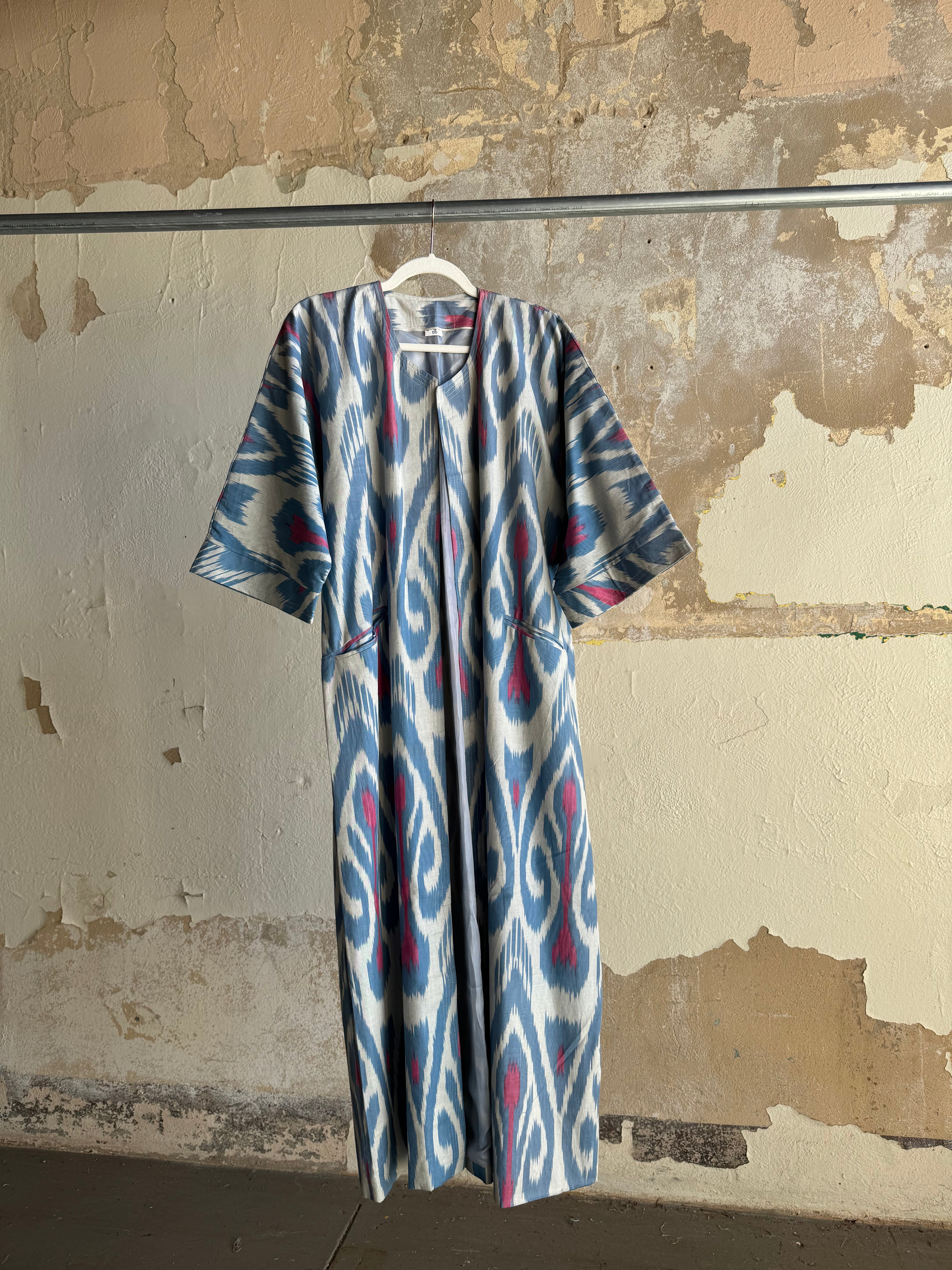 Silk Ikat Chapan from Uzbekistan (#7895) Coat Fergana Aziz