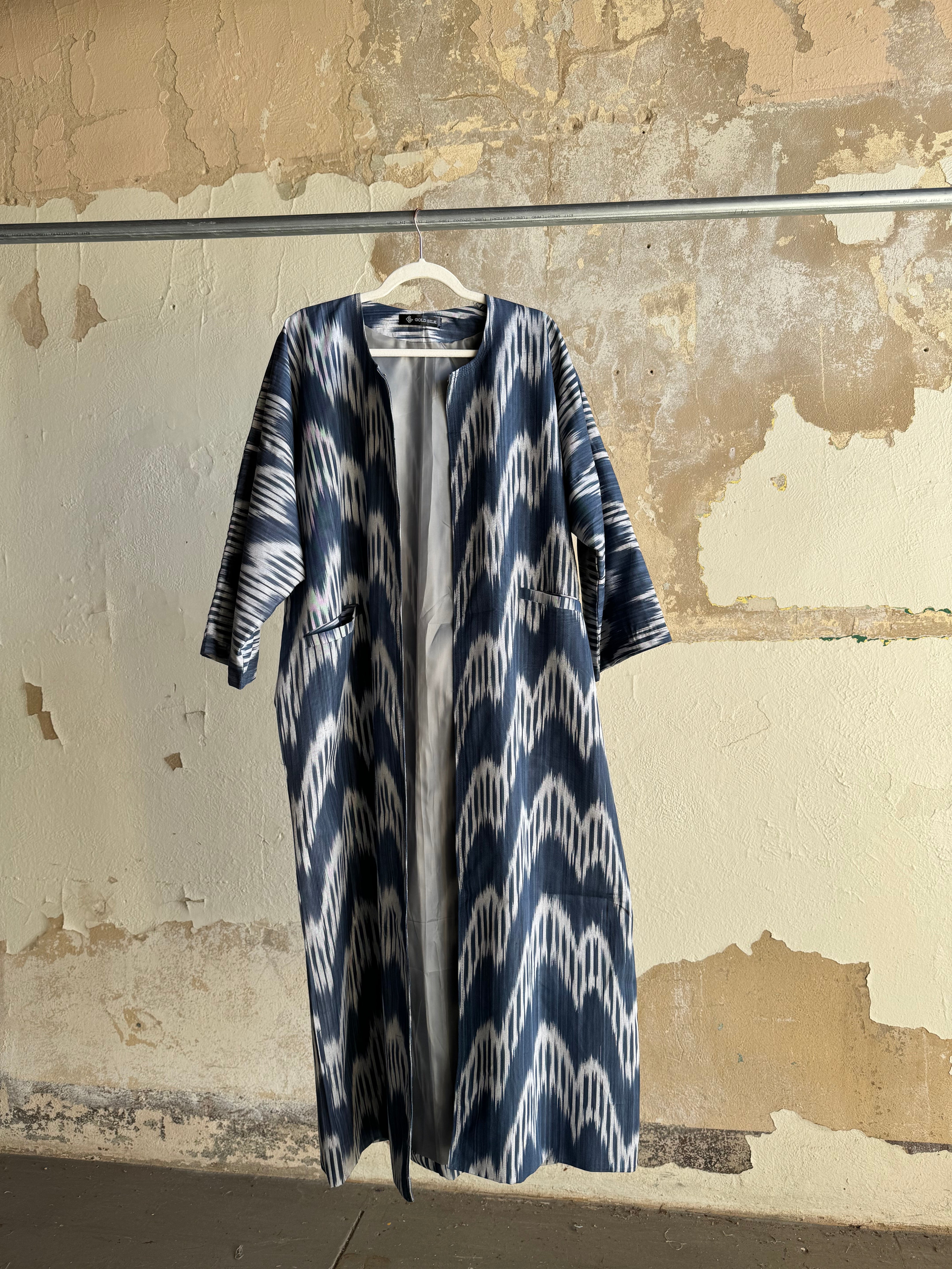 Silk Ikat Chapan from Uzbekistan (#7896) Coat Fergana Aziz