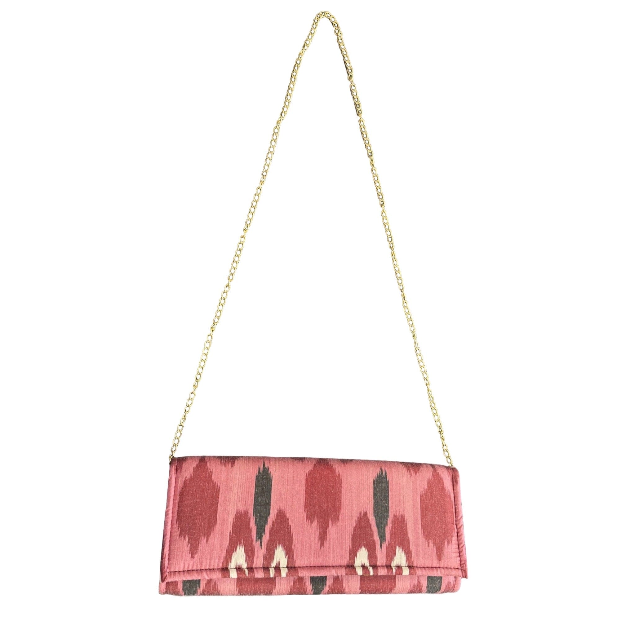 Silk Ikat Clutch Purse with Crossbody Chain Strap Purse Becky Vizard