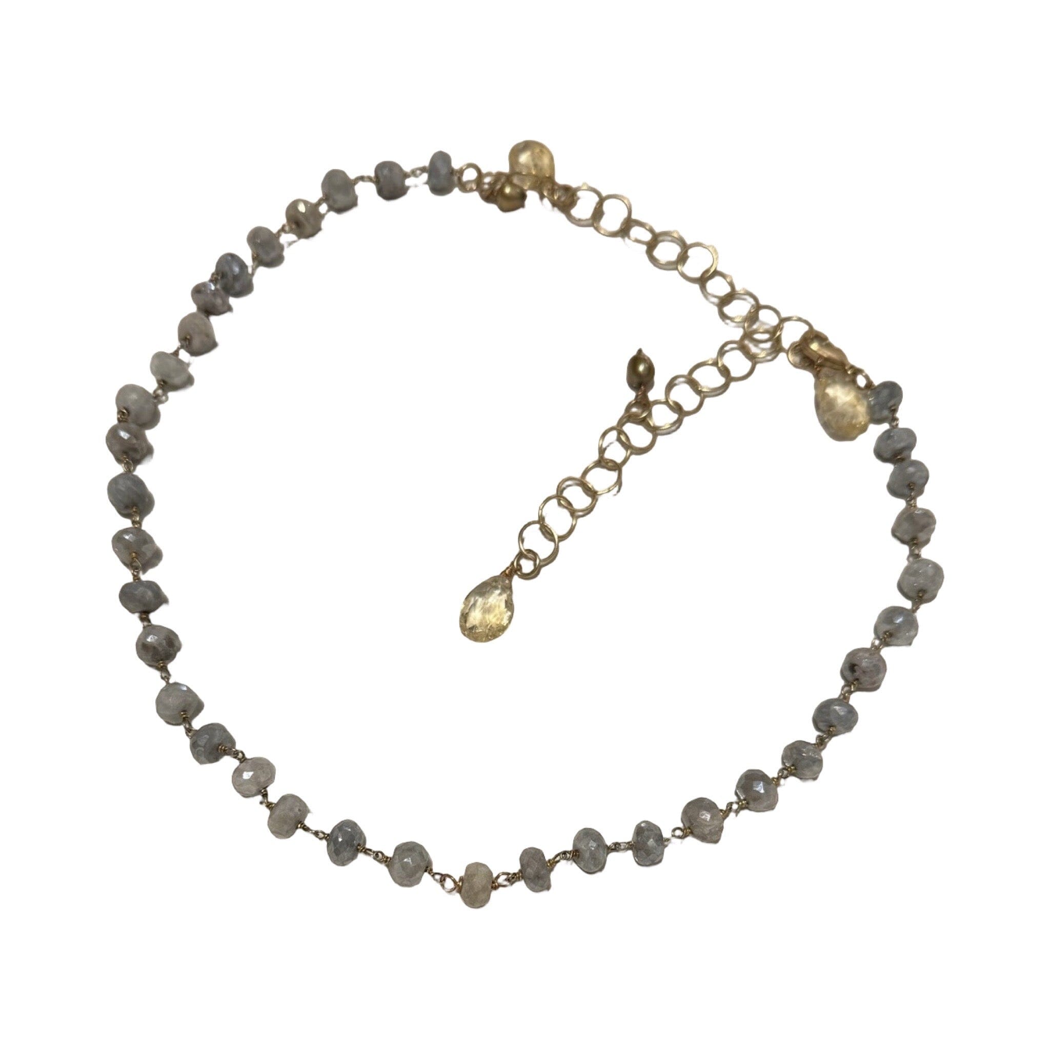 Silverite Beaded Necklace with Citrine Charms New Jewelry Bittersweet designs