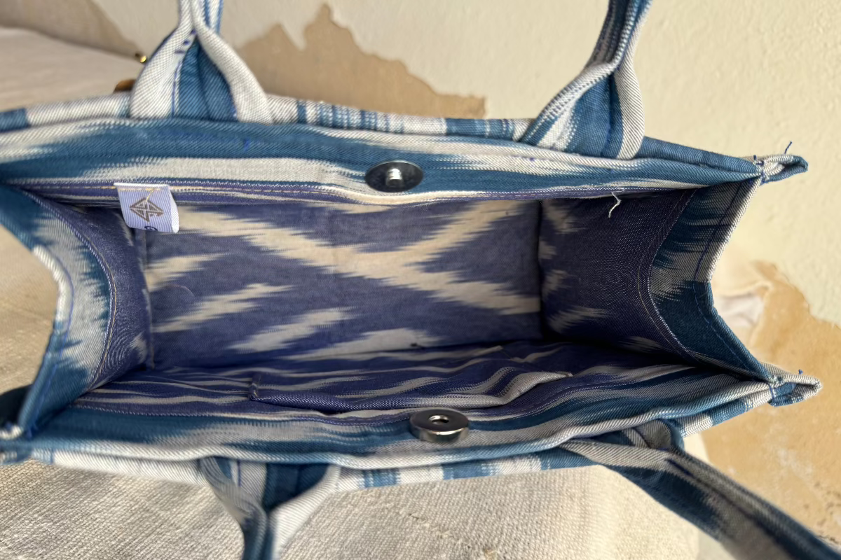 Small Square Silk Ikat Purse from Uzbekistan Tote Fergana Aziz