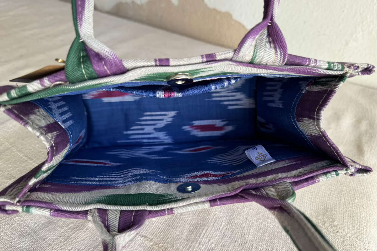 Small Square Silk Ikat Purse from Uzbekistan Tote Fergana Aziz