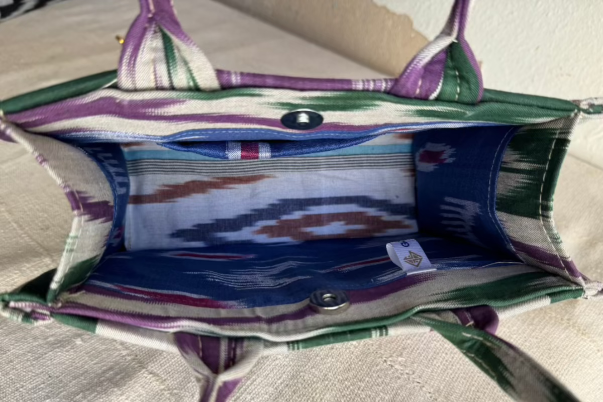 Small Square Silk Ikat Purse from Uzbekistan Tote Fergana Aziz