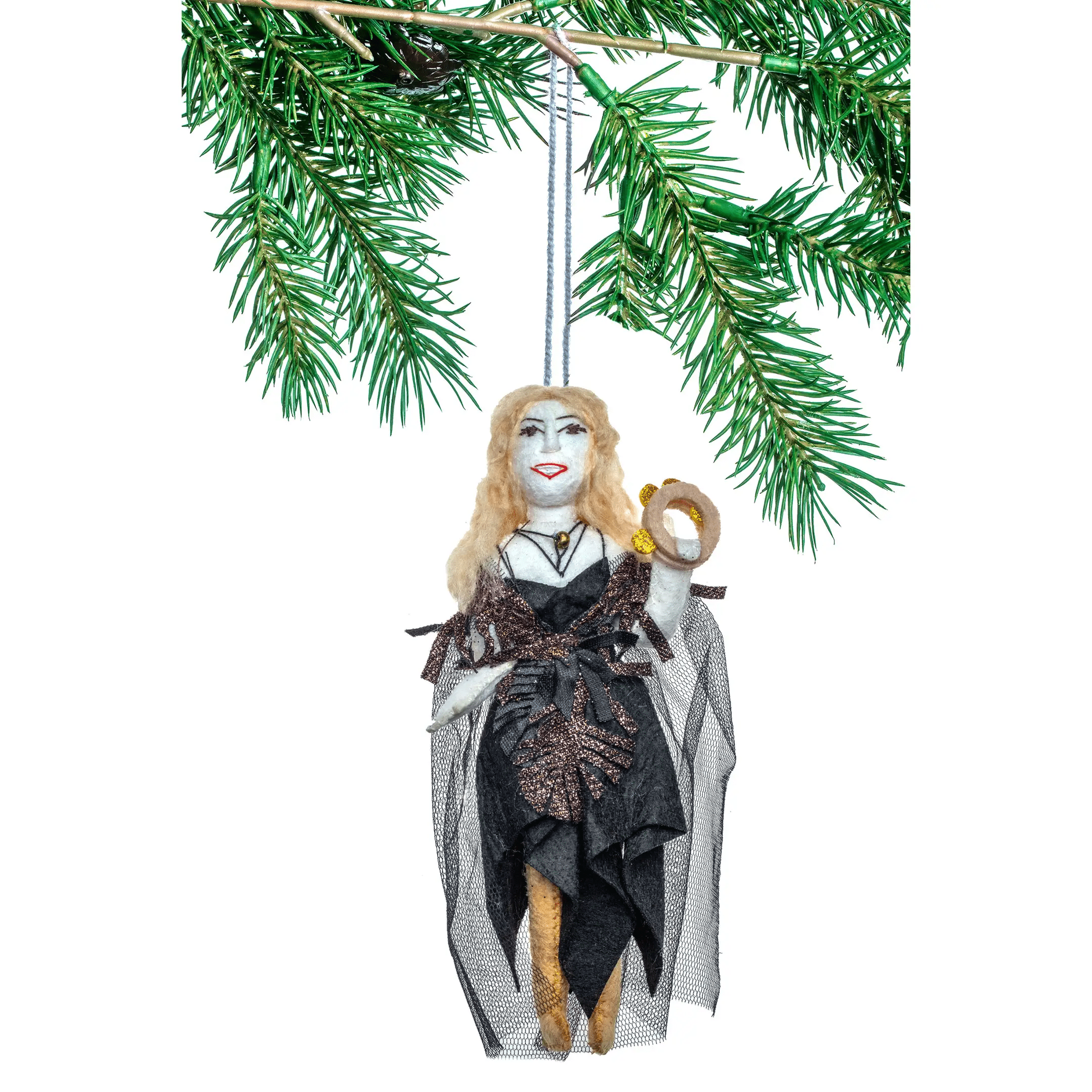 "Stevie Nicks" Black Dress Felt Ornament Holiday Ornaments Silk Road Bazaar