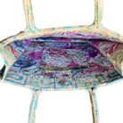 Teal and Cream Silk Velvet Ikat Tote (#1023 | 14 x 4 x 13") Tote Fergana Aziz