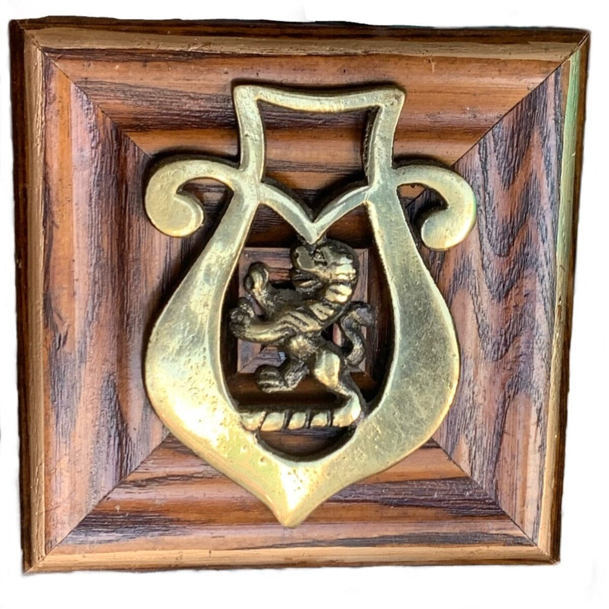Trace Mayer "Wooden Frame with Horse Brass" Museum Bee Museum Bees Trace Mayer Antiques