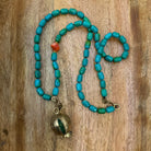 Turquoise Beaded Necklace with Pomegranate Pendant Necklace Eyup Gunduz