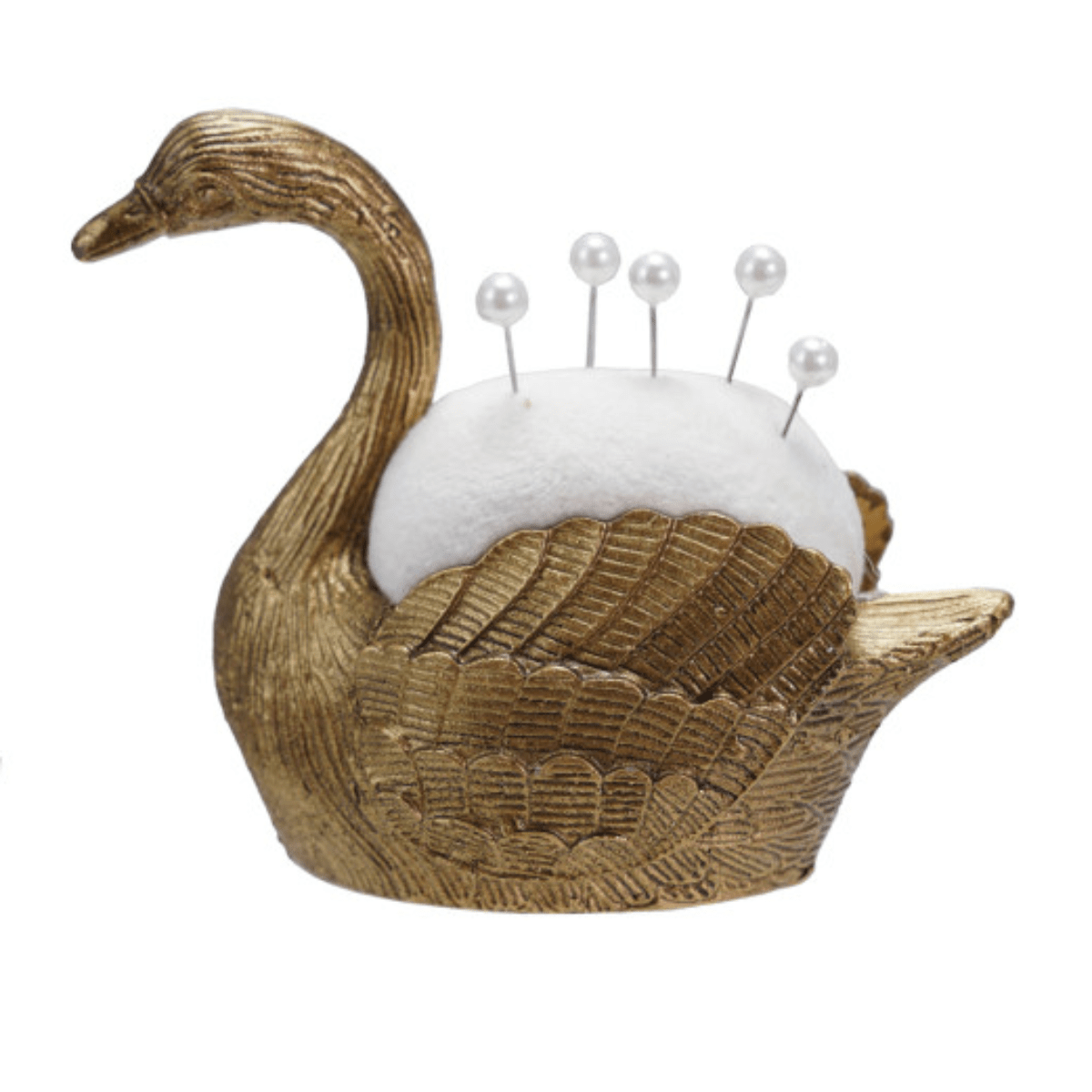 Velvet Pin Cushion with Pearl Head Pins Pin Cushion Creative Co-op Swan