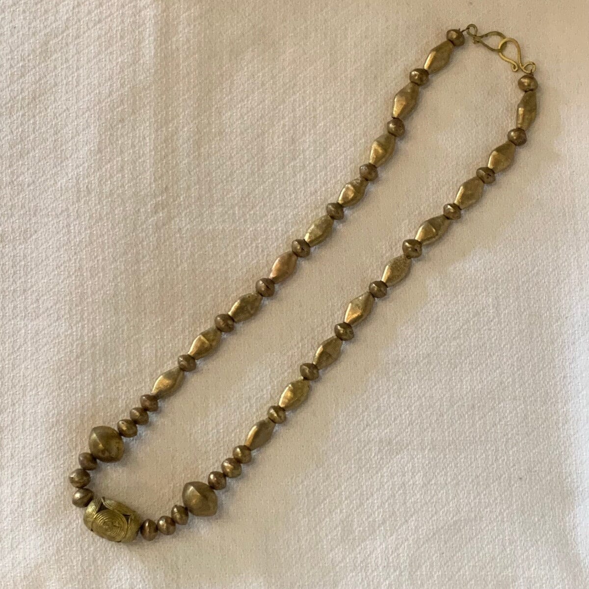 Vintage African Brass Beaded Pattern Necklace Necklace B. Viz Design 
