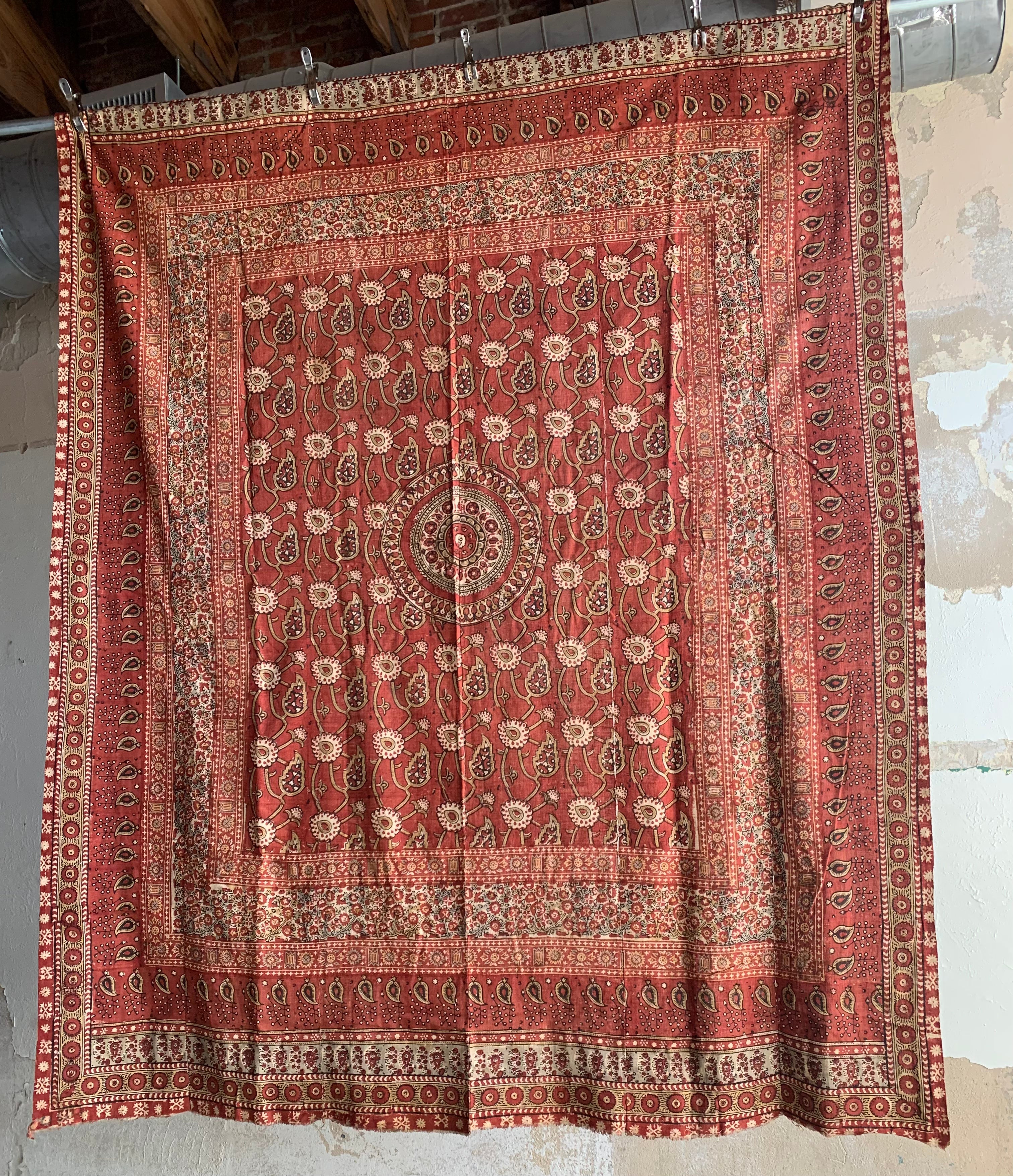 Vintage Block Print Textile from Uzbekistan (#7907 | 73 1/2 x 94") Vintage Textile Abdullah