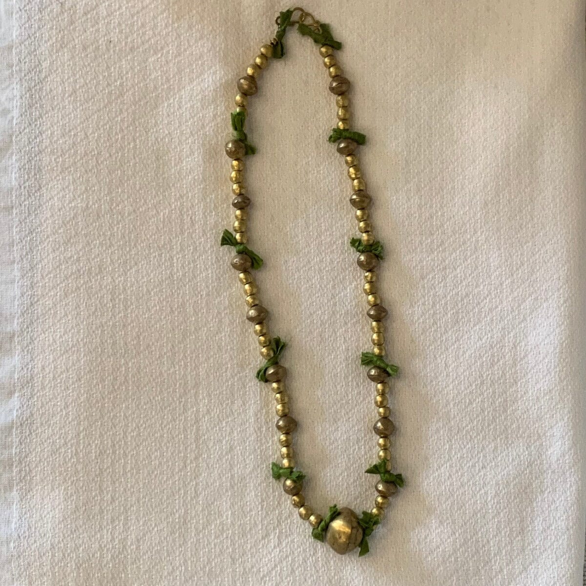 Vintage Brass and Cloth Beaded Necklace Necklace B. Viz Design
