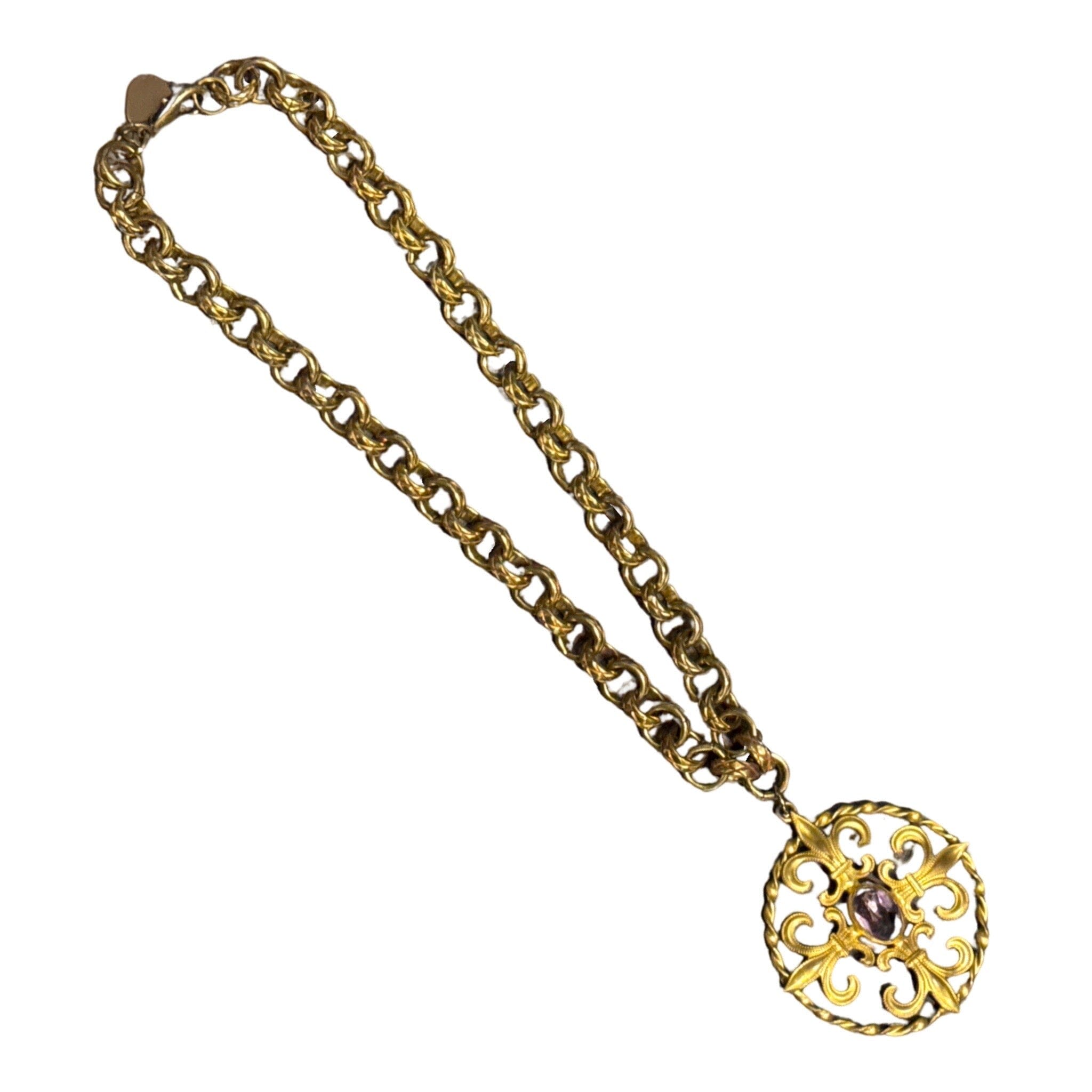 Vintage Chain with French Fleur de Lis Pendant Necklace Erin Knight Designs