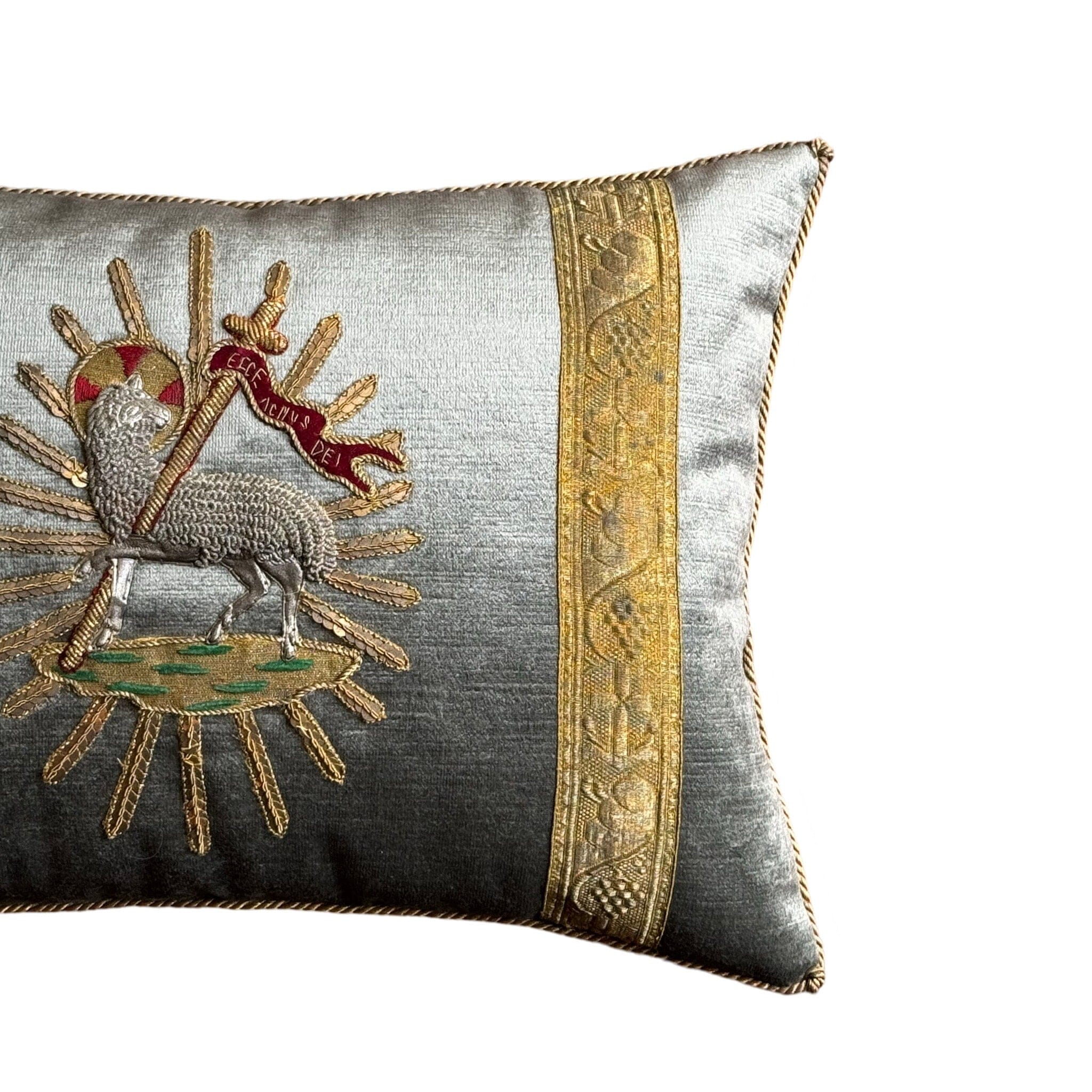 Vintage Ecclesiastic Gold and Silver Metallic Applique Agnus Dei (#A053224 | 13 x 18") New Pillows B. Viz Design