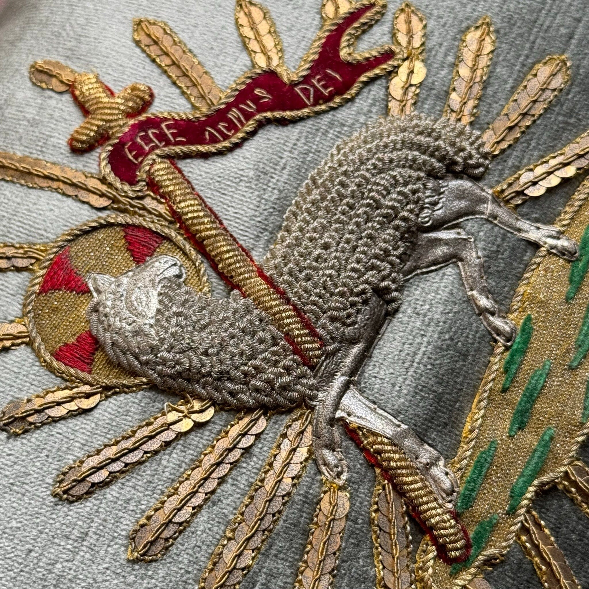 Vintage Ecclesiastic Gold and Silver Metallic Applique Agnus Dei (#A053224 | 13 x 18") New Pillows B. Viz Design