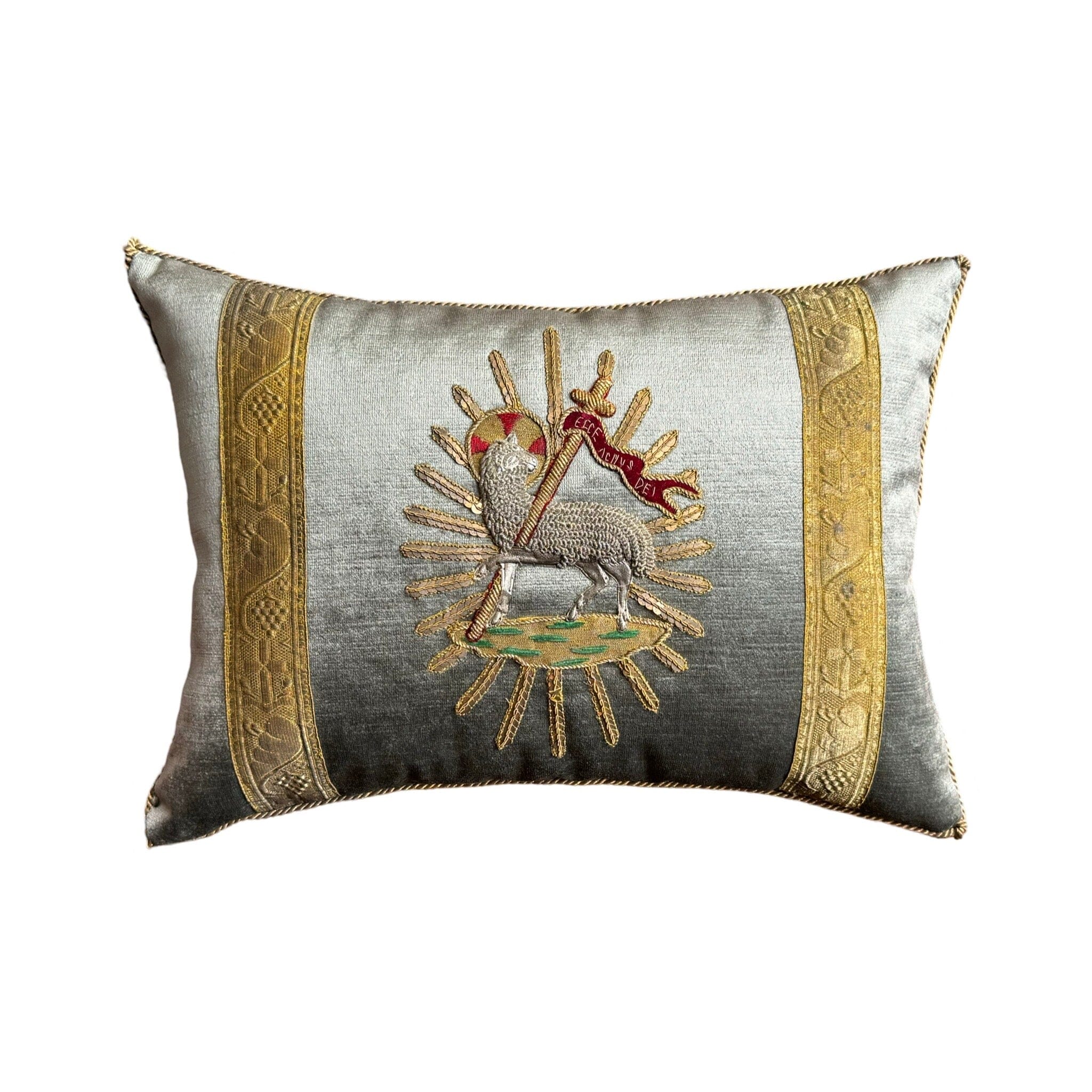 Vintage Ecclesiastic Gold and Silver Metallic Applique Agnus Dei (#A053224 | 13 x 18") New Pillows B. Viz Design