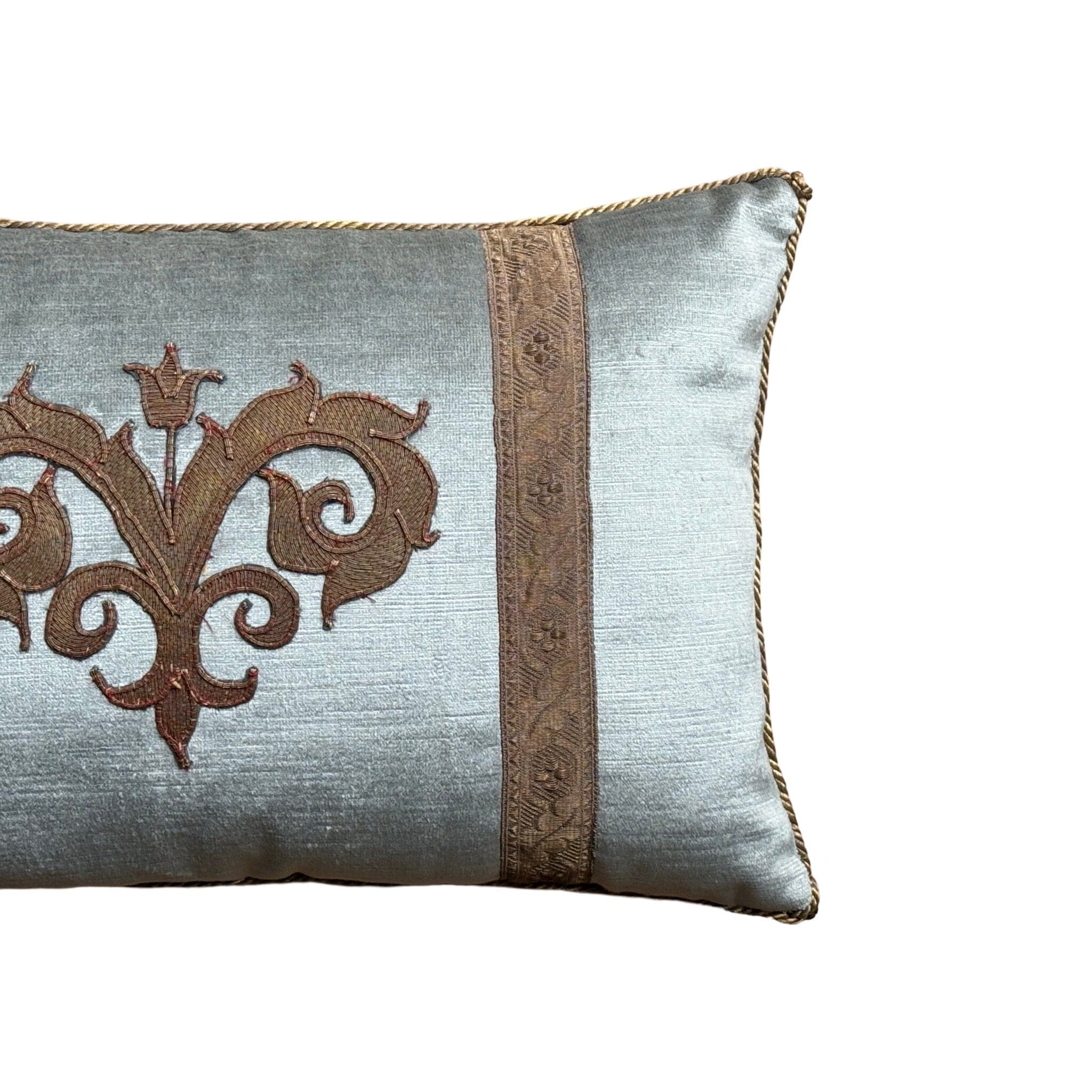 Vintage Turkish Gold Metallic Embroidery (#A100624 A&B | 11 1/4 z 18") New Pillows B. Viz Design