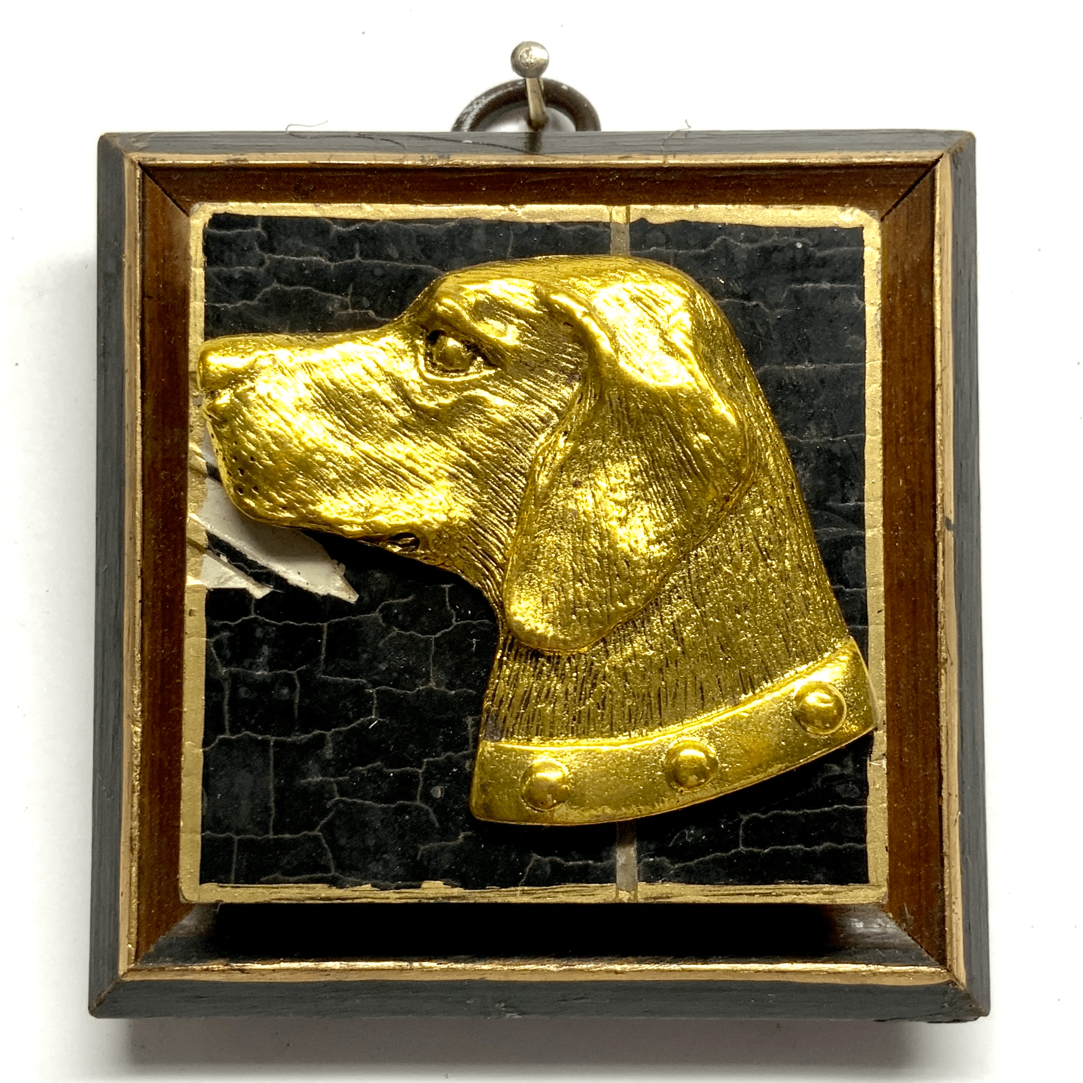 Wooden Frame with Stately Dog on Coromandel | 3 x 1" Museum Bees Museum Bees