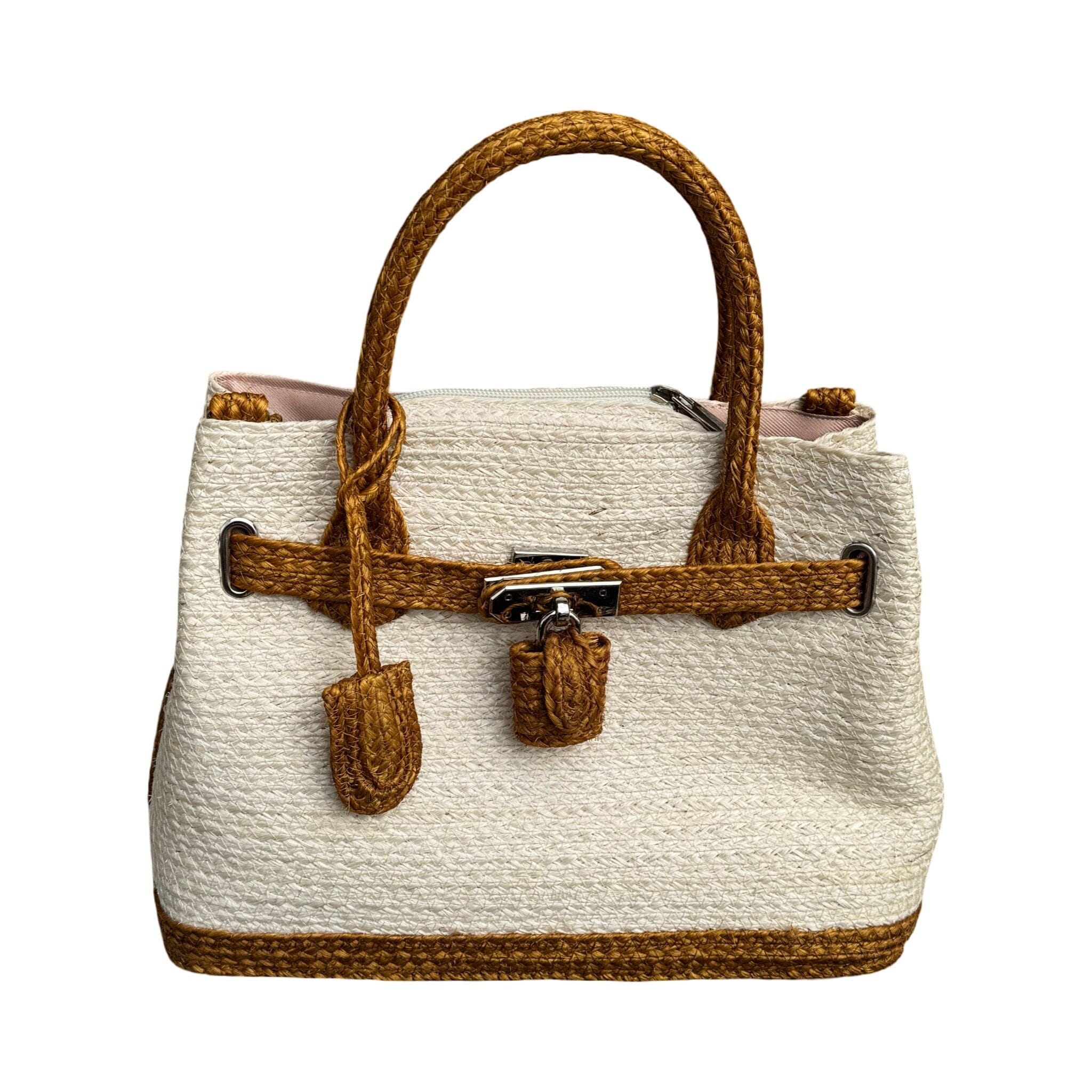 Woven Replica Handbag Handbag Baanpueng Handmade Shop White and Brown