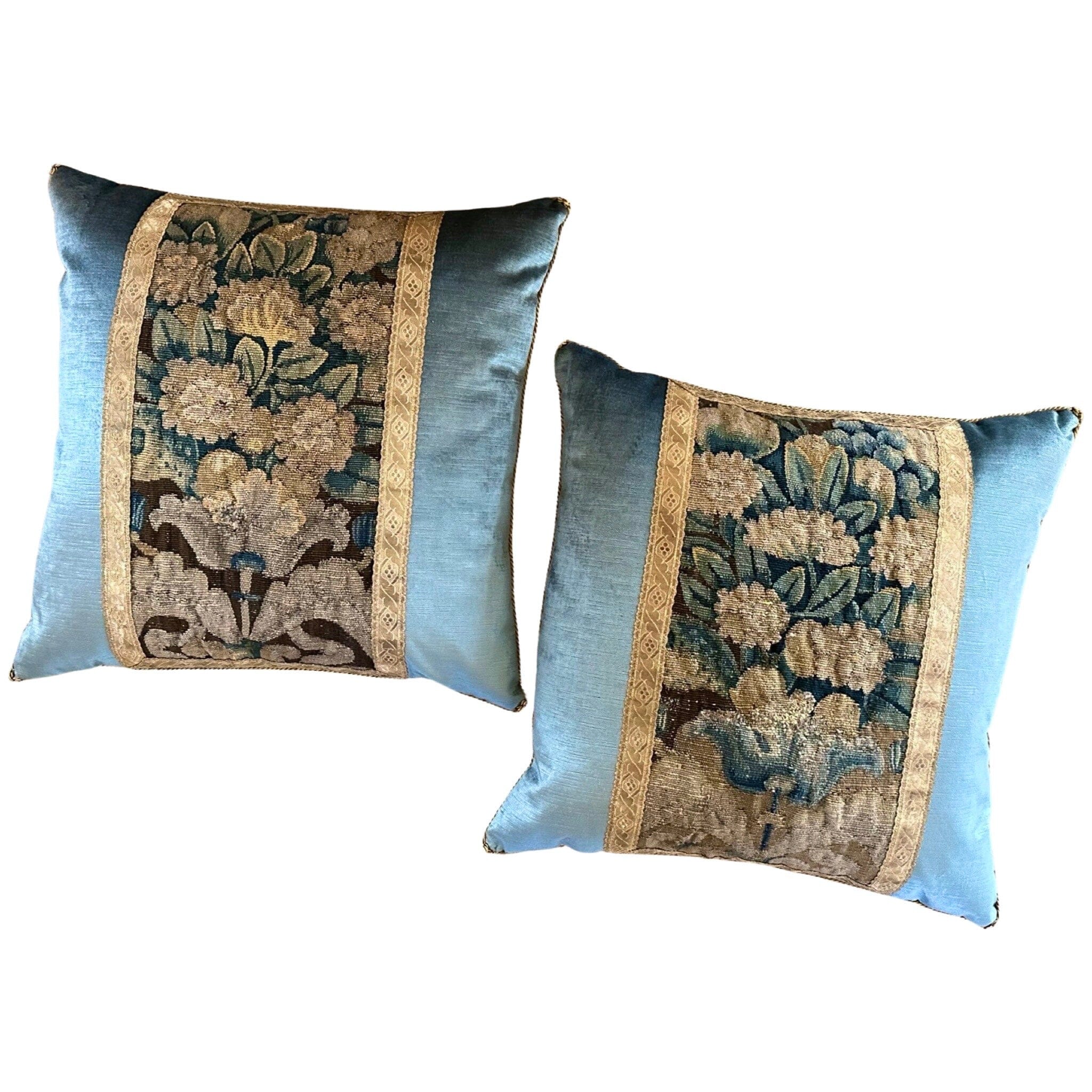 17th Century Flemish Tapestry Fragment (#031123A&B|22"x22") New Pillows B. Viz Design