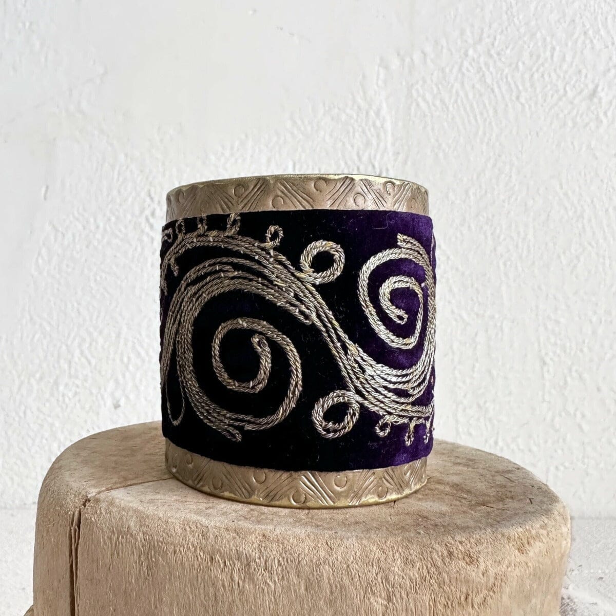 Antique Embroidery Cuff Bracelet | Purple and Gold Bracelet Eyup Gunduz A