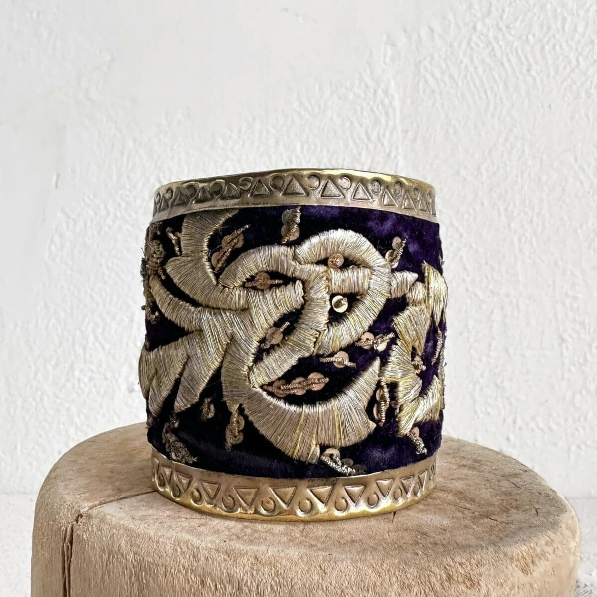 Antique Embroidery Cuff Bracelet | Purple and Gold Bracelet Eyup Gunduz B