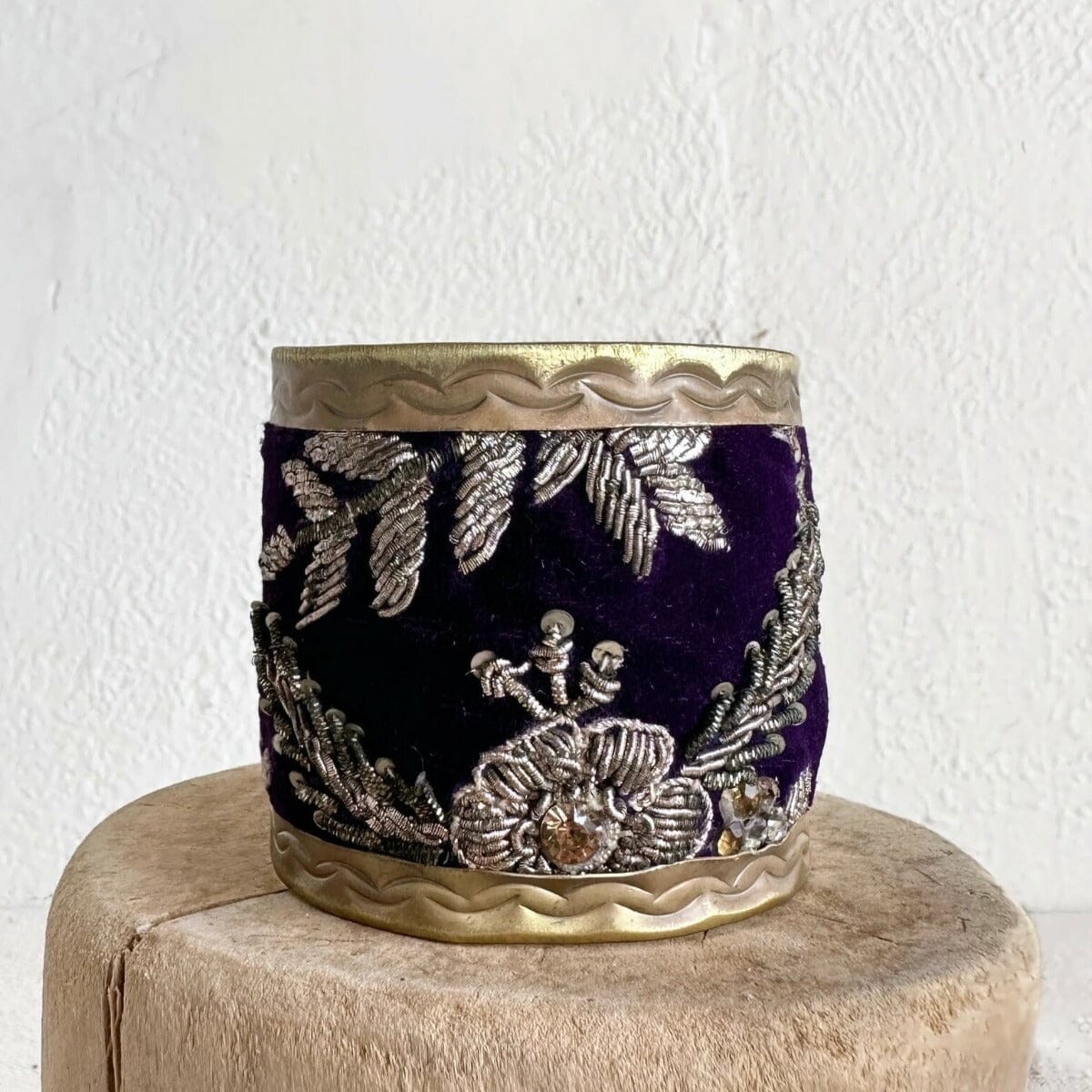 Antique Embroidery Cuff Bracelet | Purple and Gold Bracelet Eyup Gunduz C