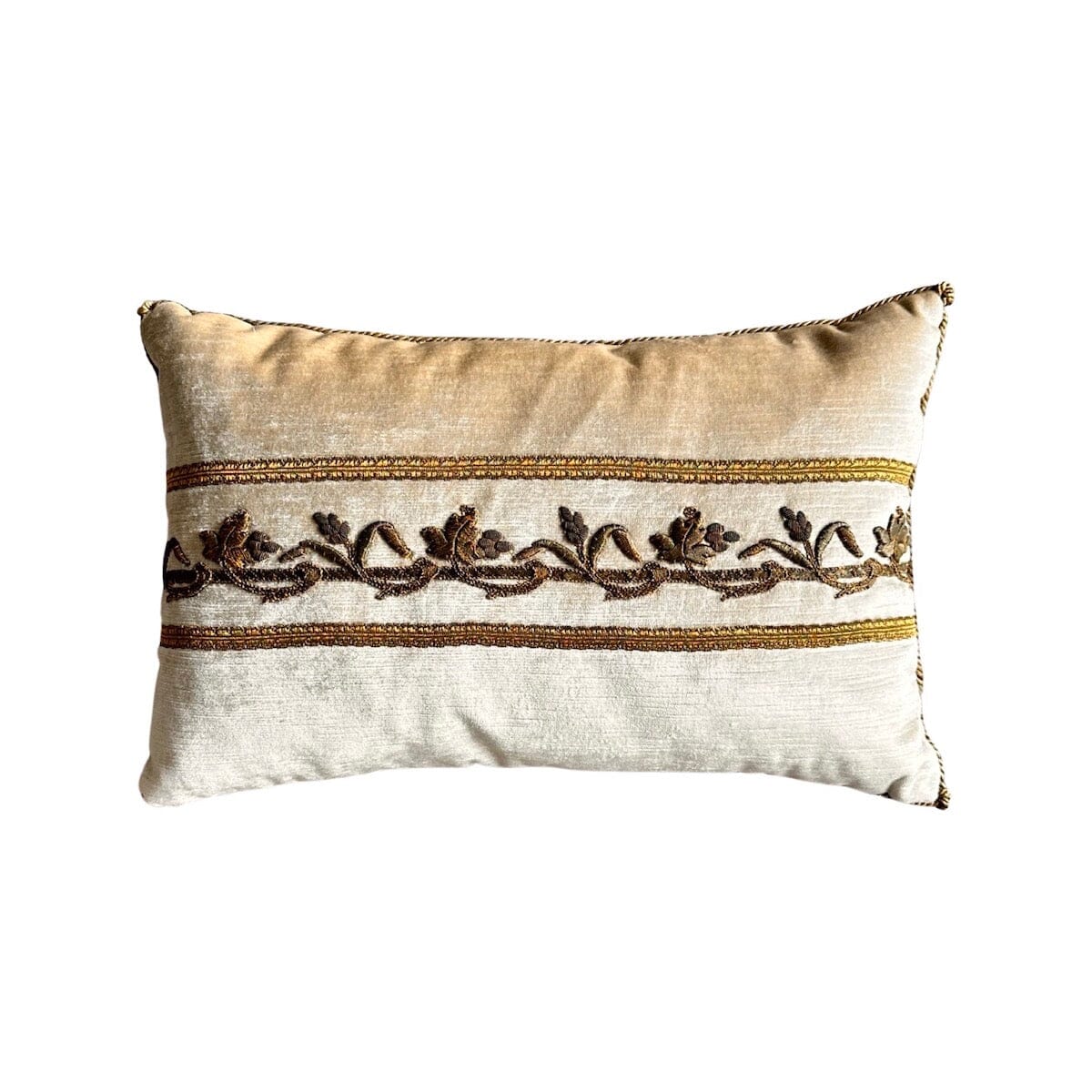 Antique European Gold Metallic Embroidery (#E032123 | 11 x 17") New Pillows B. Viz Design