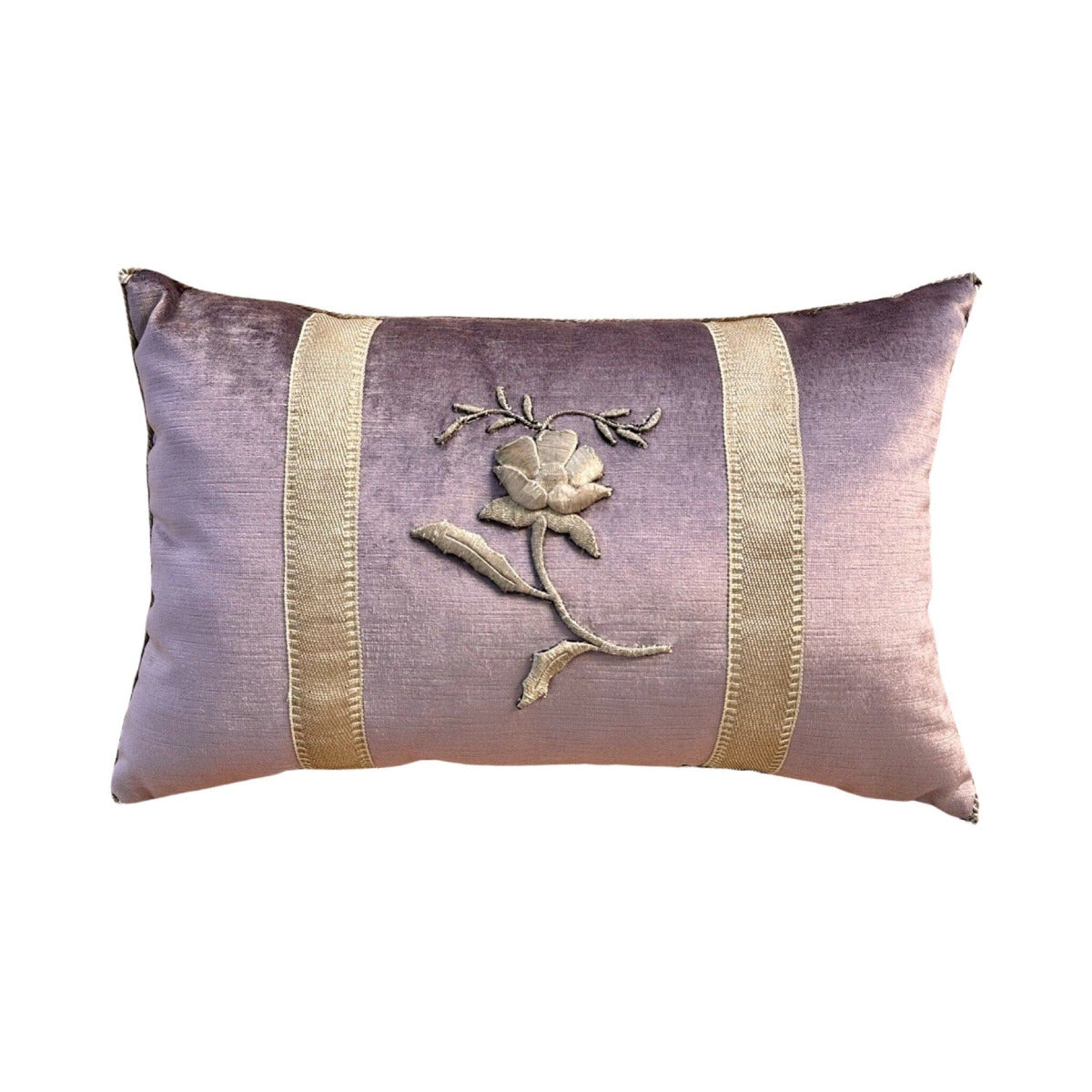 Antique European Raised Silver Embroidery (#E091123A&B | 11.5x18") Pillow B. Viz Design