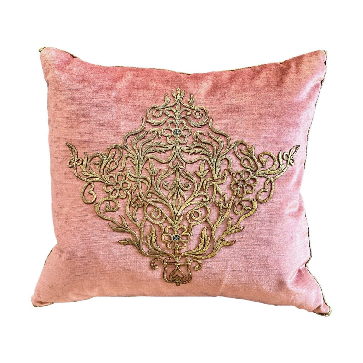 Antique Ottoman Empire Raised Gold Embroidery (#E012323 | 19 x 20 1/2") New Pillows B. Viz Design