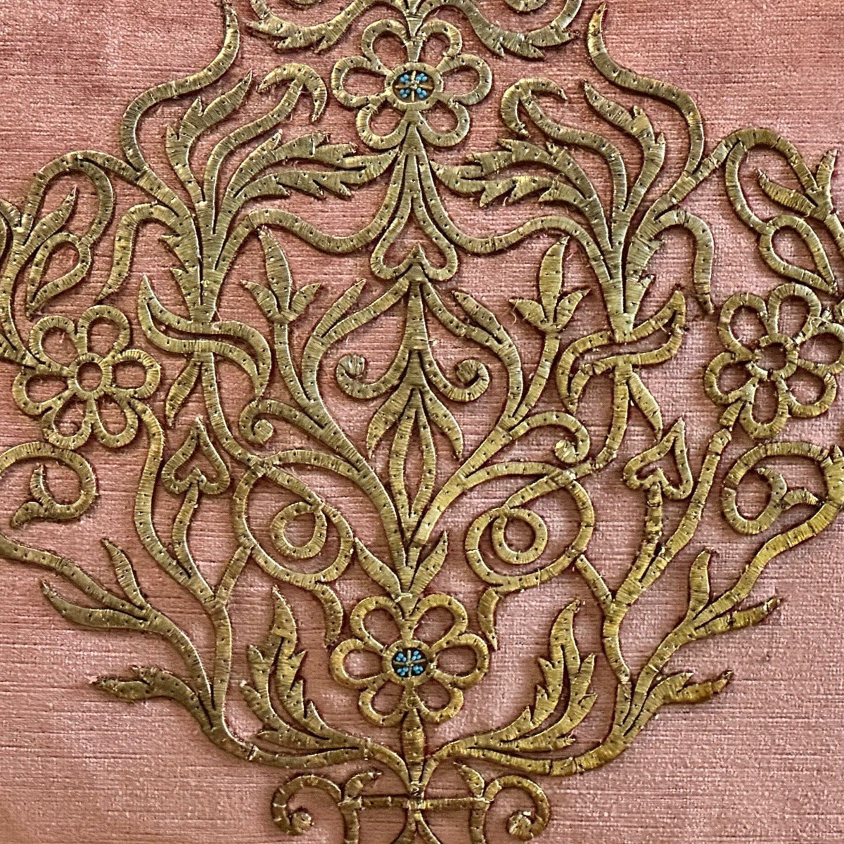 Antique Ottoman Empire Raised Gold Embroidery (#E012323 | 19 x 20 1/2") New Pillows B. Viz Design