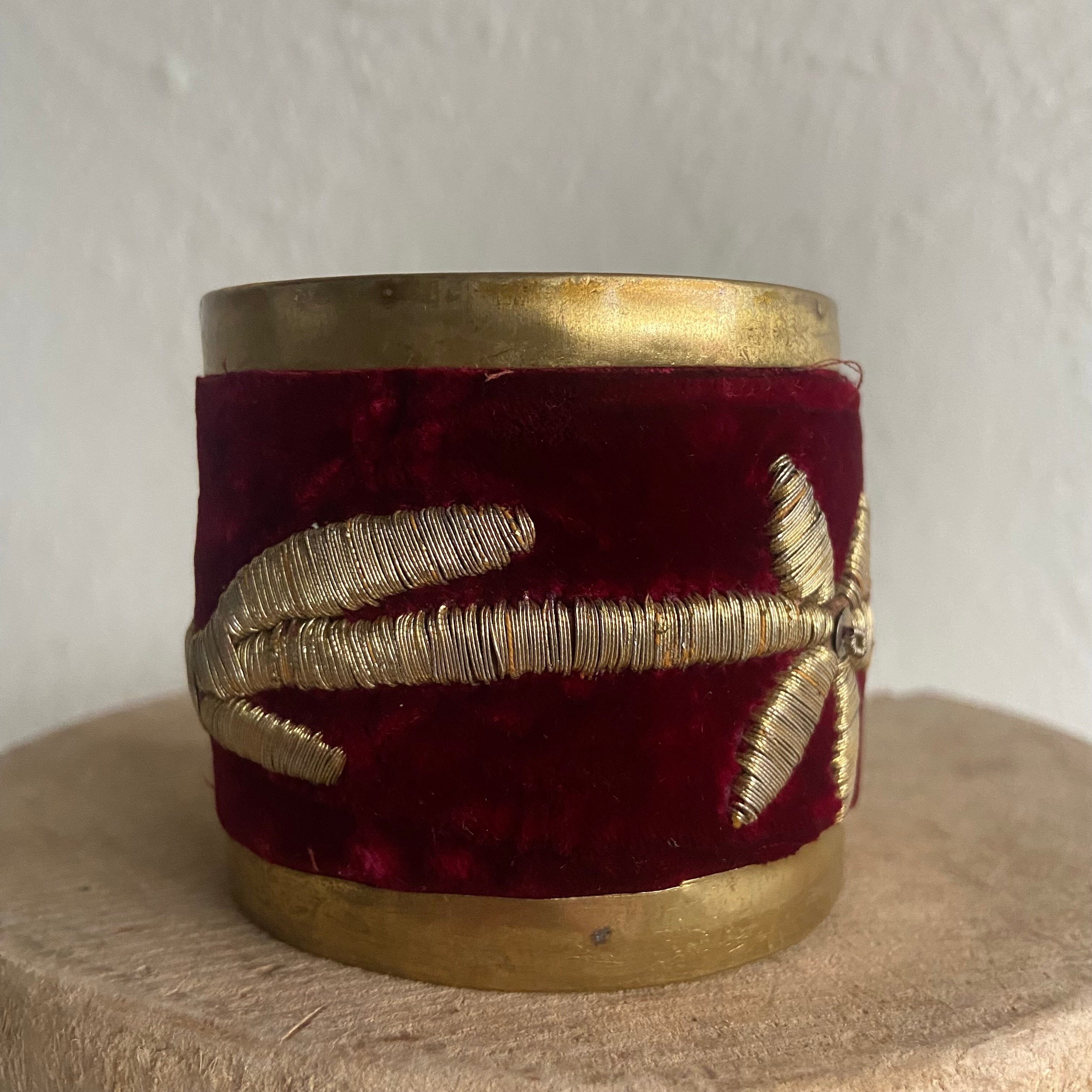 Antique Ottoman Empire Raised Gold Metallic Embroidery Cuff New Jewelry Eyup Gunduz