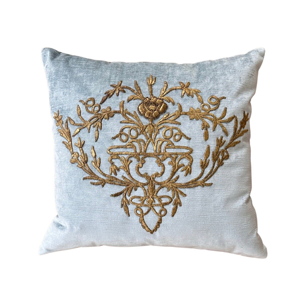 Antique Ottoman Empire Raised Gold Metallic Embroidery (#E021523 | 20 x 21) New Pillows B. Viz Design