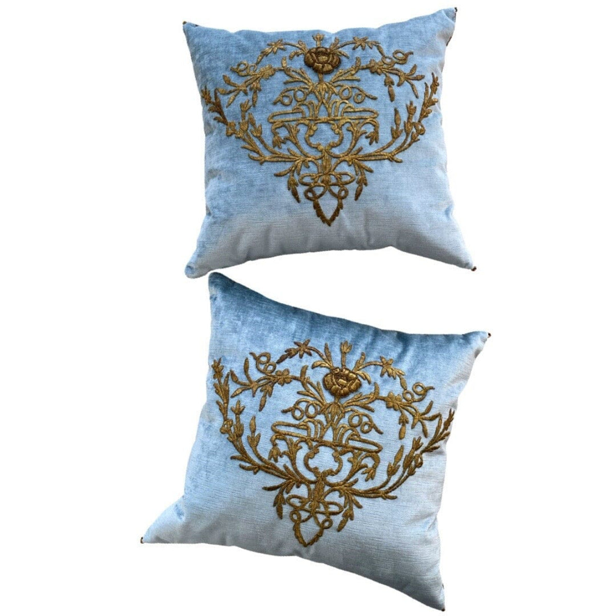 Antique Ottoman Empire Raised Gold Metallic Embroidery (#E021523 | 20 x 21) New Pillows B. Viz Design