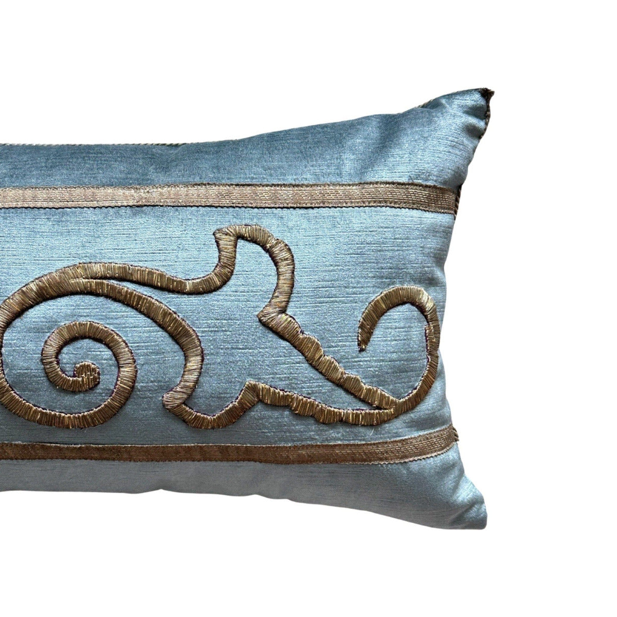 Antique Ottoman Empire Raised Gold Metallic Embroidery (#E031723 | 13 x 26 1/4") New Pillows B. Viz Design