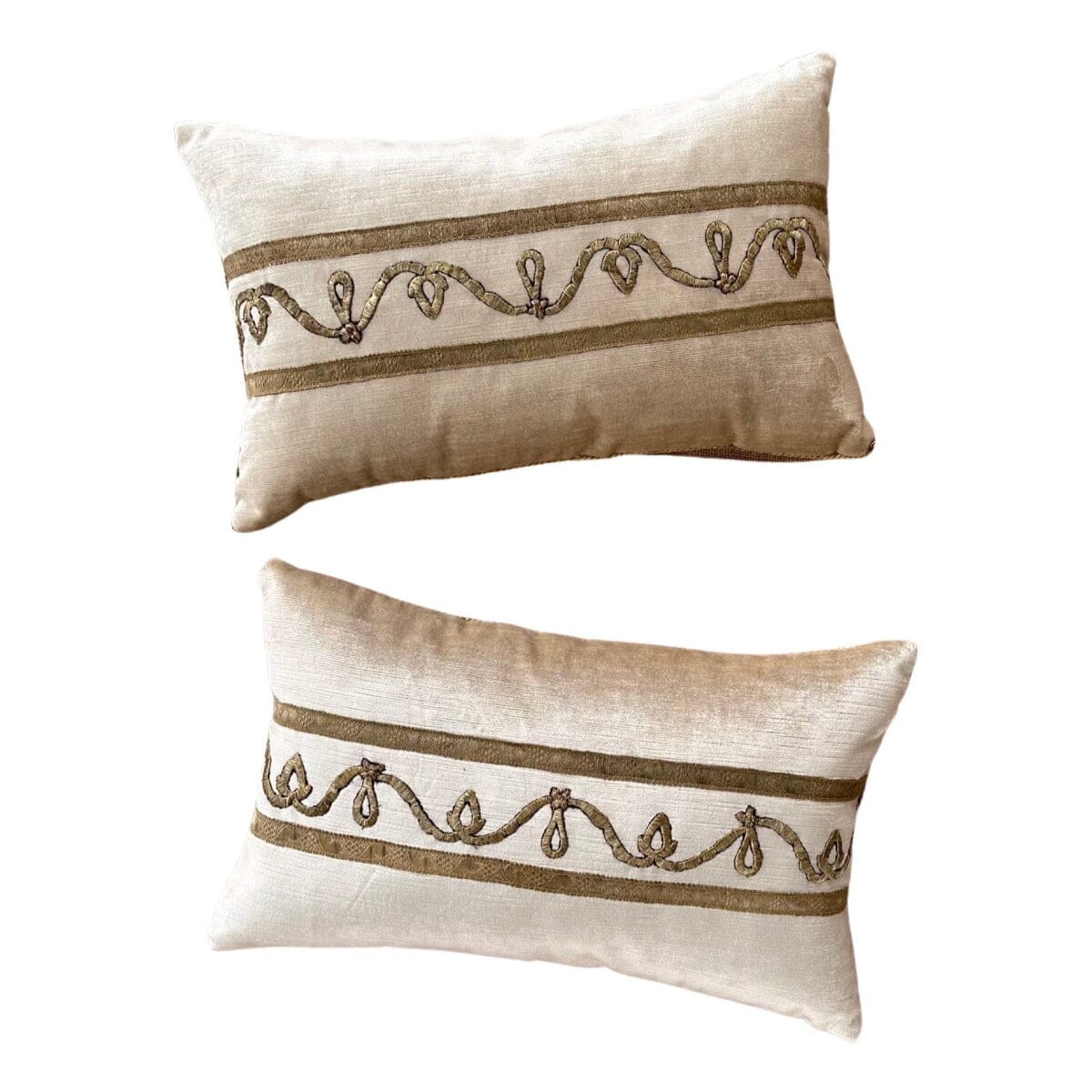 Antique Ottoman Empire Raised Gold Metallic Embroidery (#E032323A&B | 11 x 17 1/2") New Pillows B. Viz Design