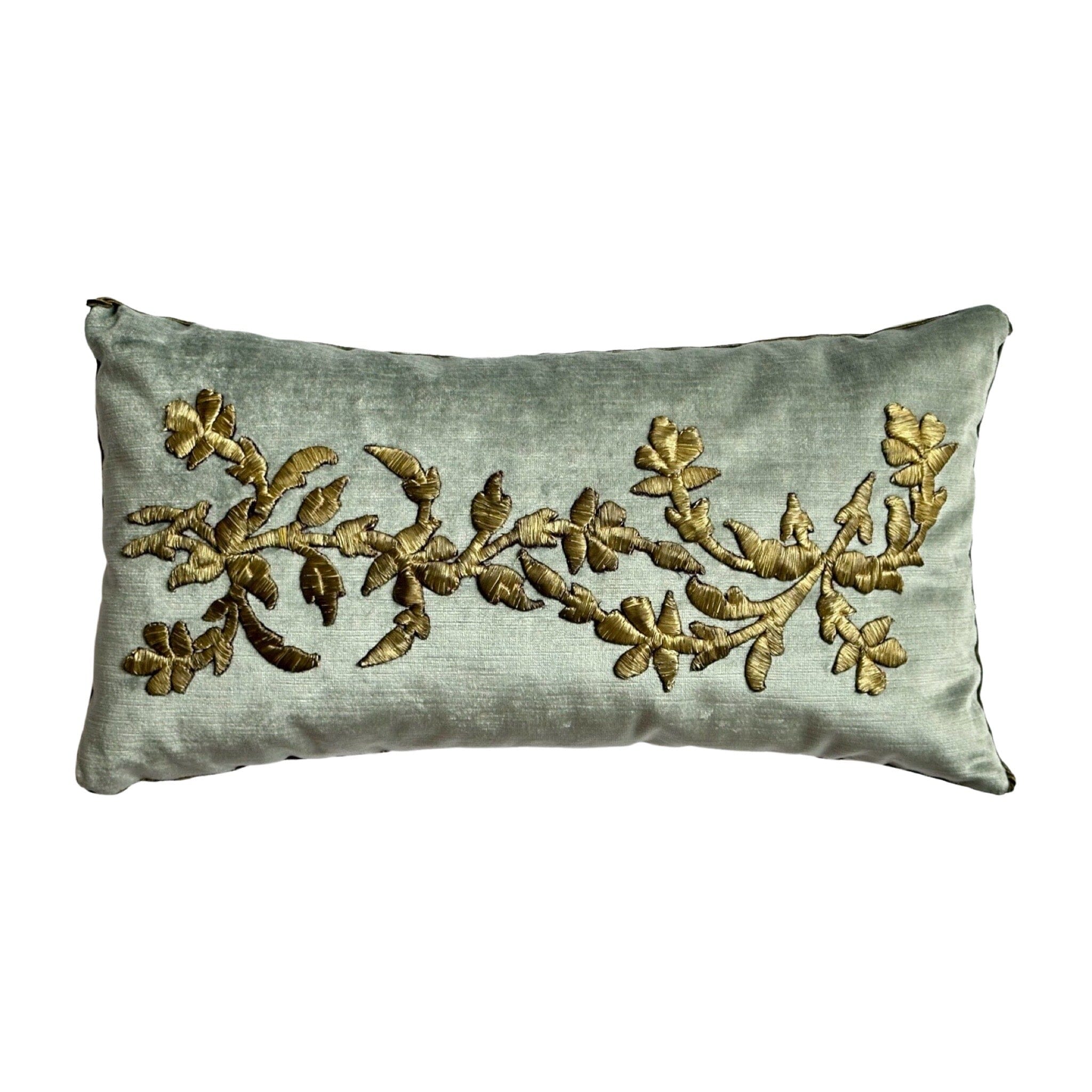Antique Ottoman Empire Raised Gold Metallic Embroidery (E052223 | 11" x 20") New Pillows B. Viz Design