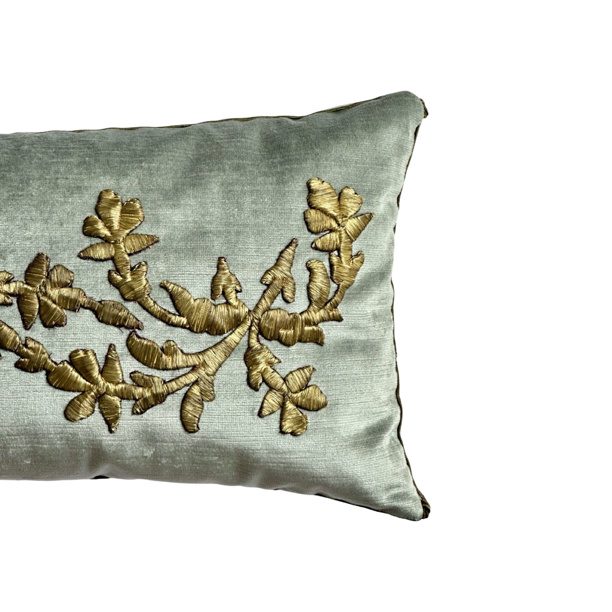 Antique Ottoman Empire Raised Gold Metallic Embroidery (E052223 | 11" x 20") New Pillows B. Viz Design