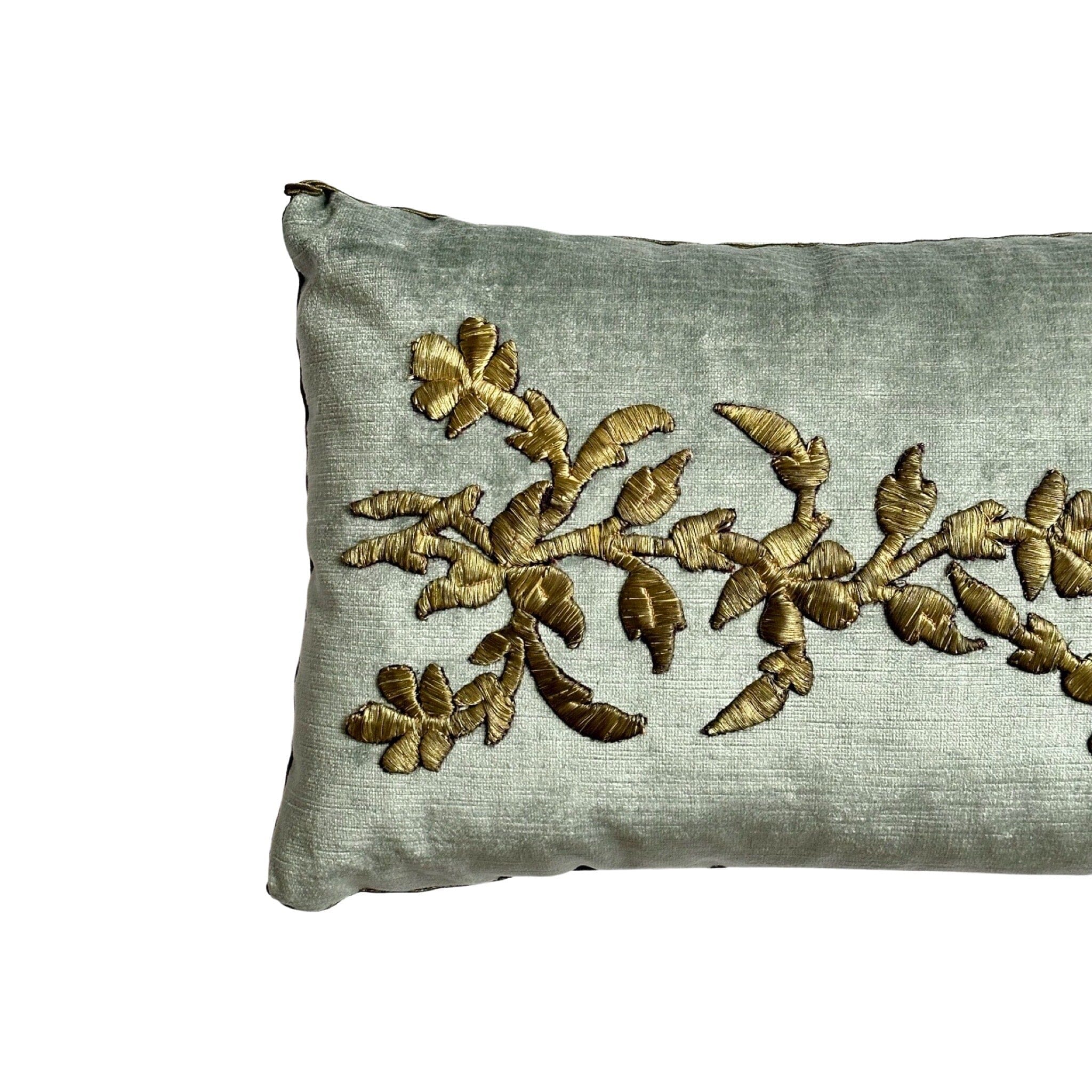 Antique Ottoman Empire Raised Gold Metallic Embroidery (E052223 | 11" x 20") New Pillows B. Viz Design
