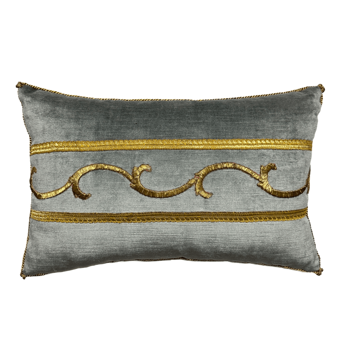 Antique Ottoman Empire Raised Gold Metallic Embroidery (#E112422A&B | 11 x 17") New Pillows B. Viz Design