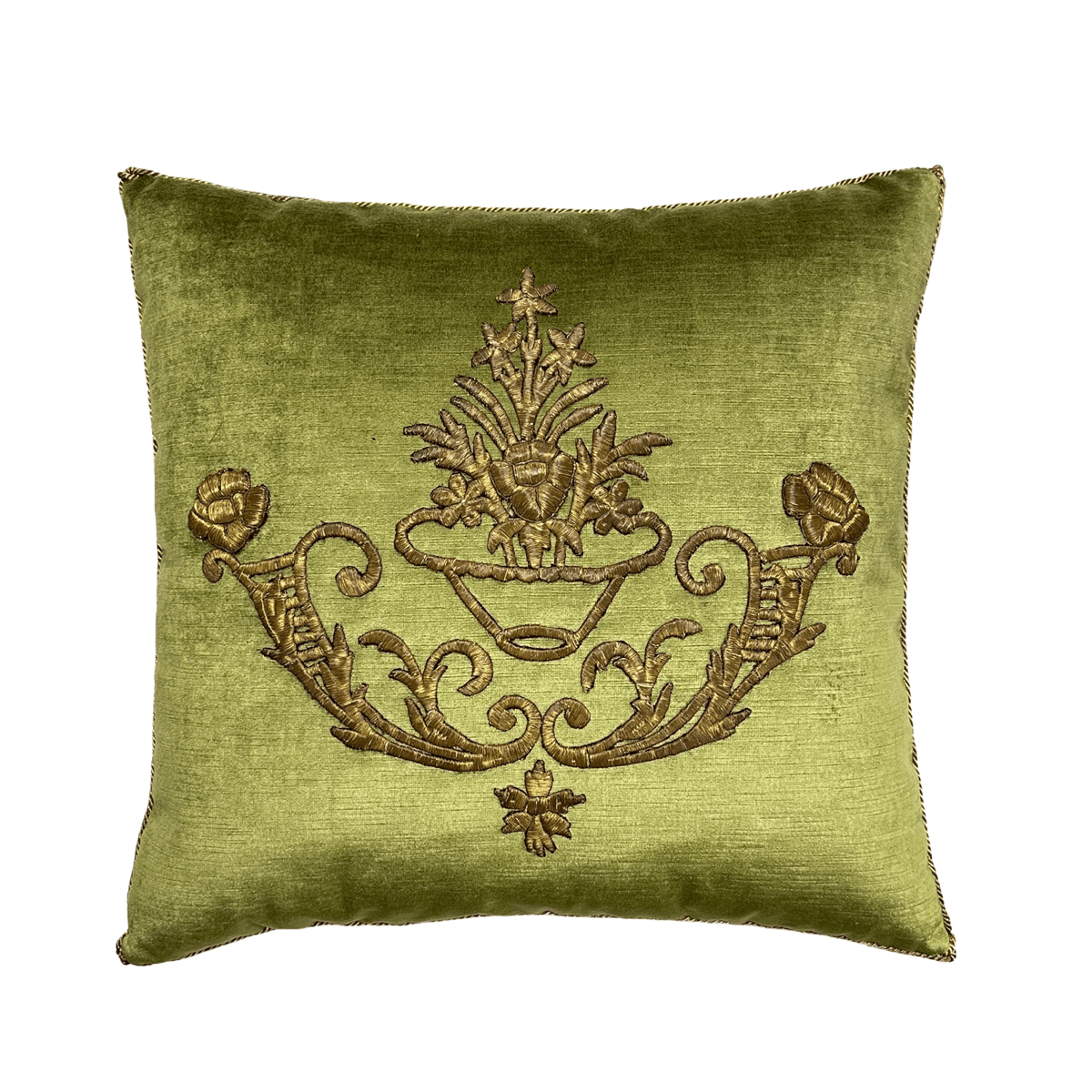 Antique Ottoman Empire Raised Metallic Embroidery (E040923A&B | 20 x 21") New Pillows B. Viz Design